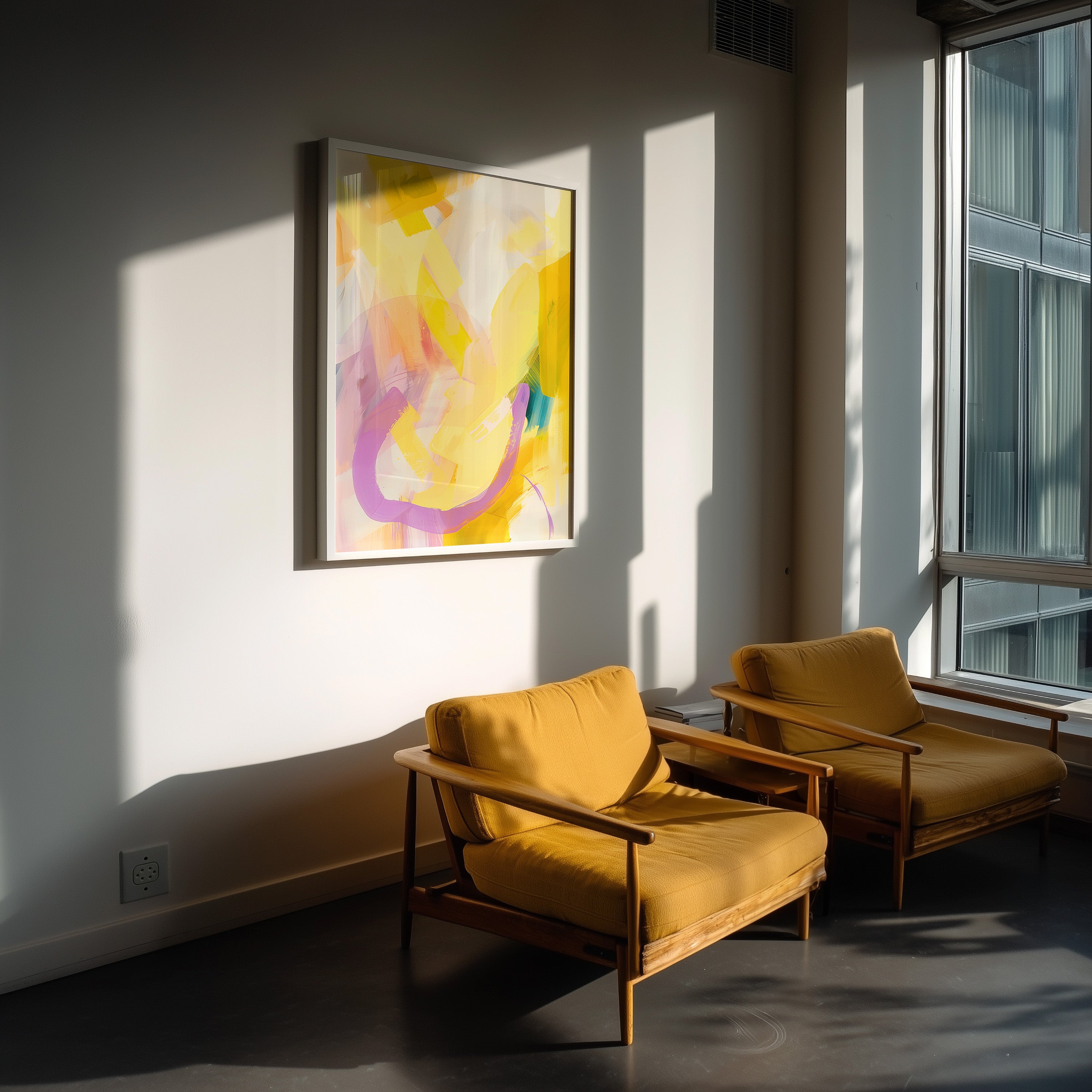 Golden Lavender Gesture - Framed Canvas - And A Little More