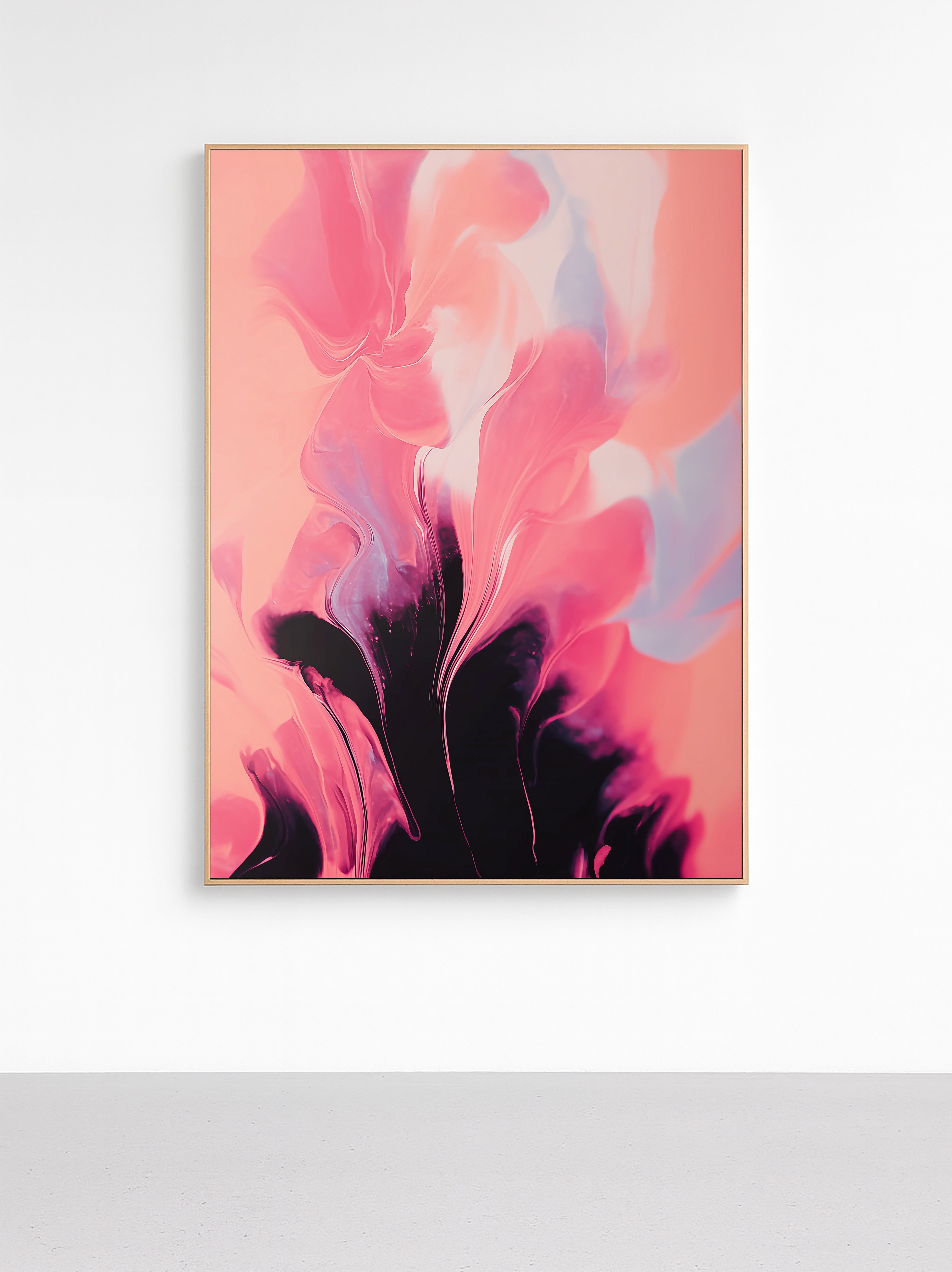 Coral Noir Bloom - Framed Canvas - And A Little More