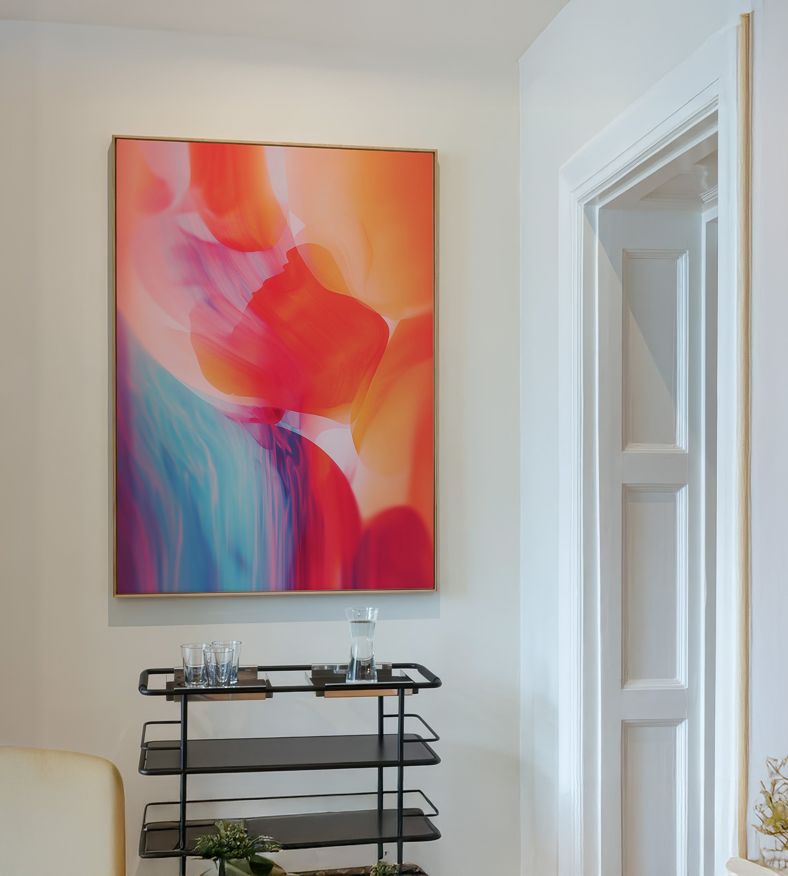 Coral Teal Aurora - Framed Canvas - And A Little More