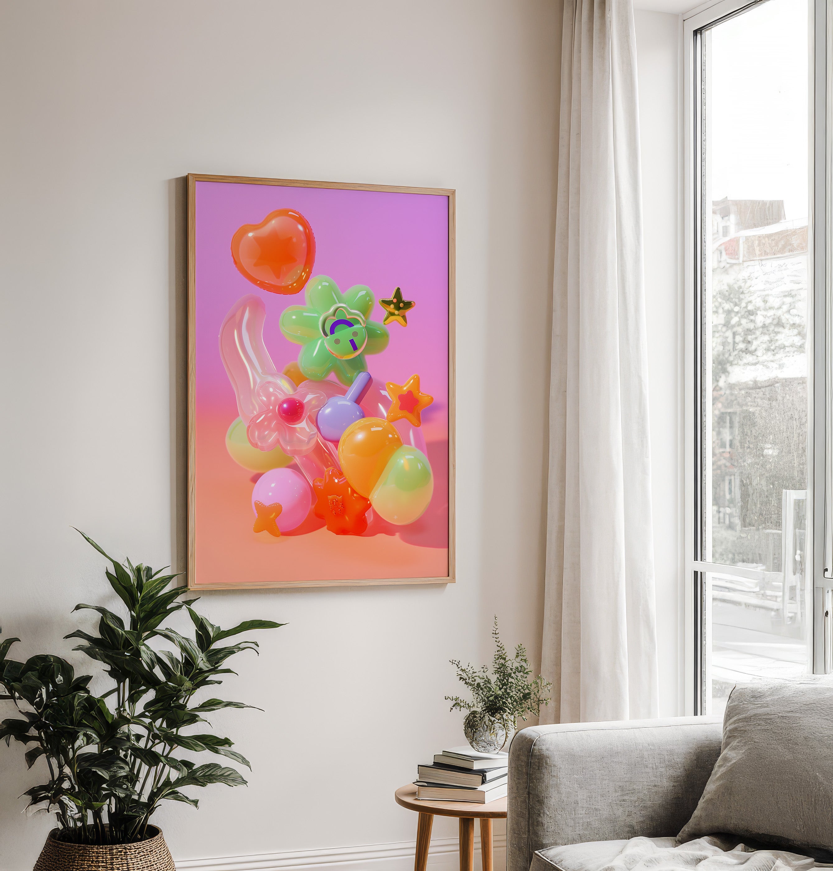 Colorful Glossy Pop Art Wall Print in Pastel Tones - And A Little More