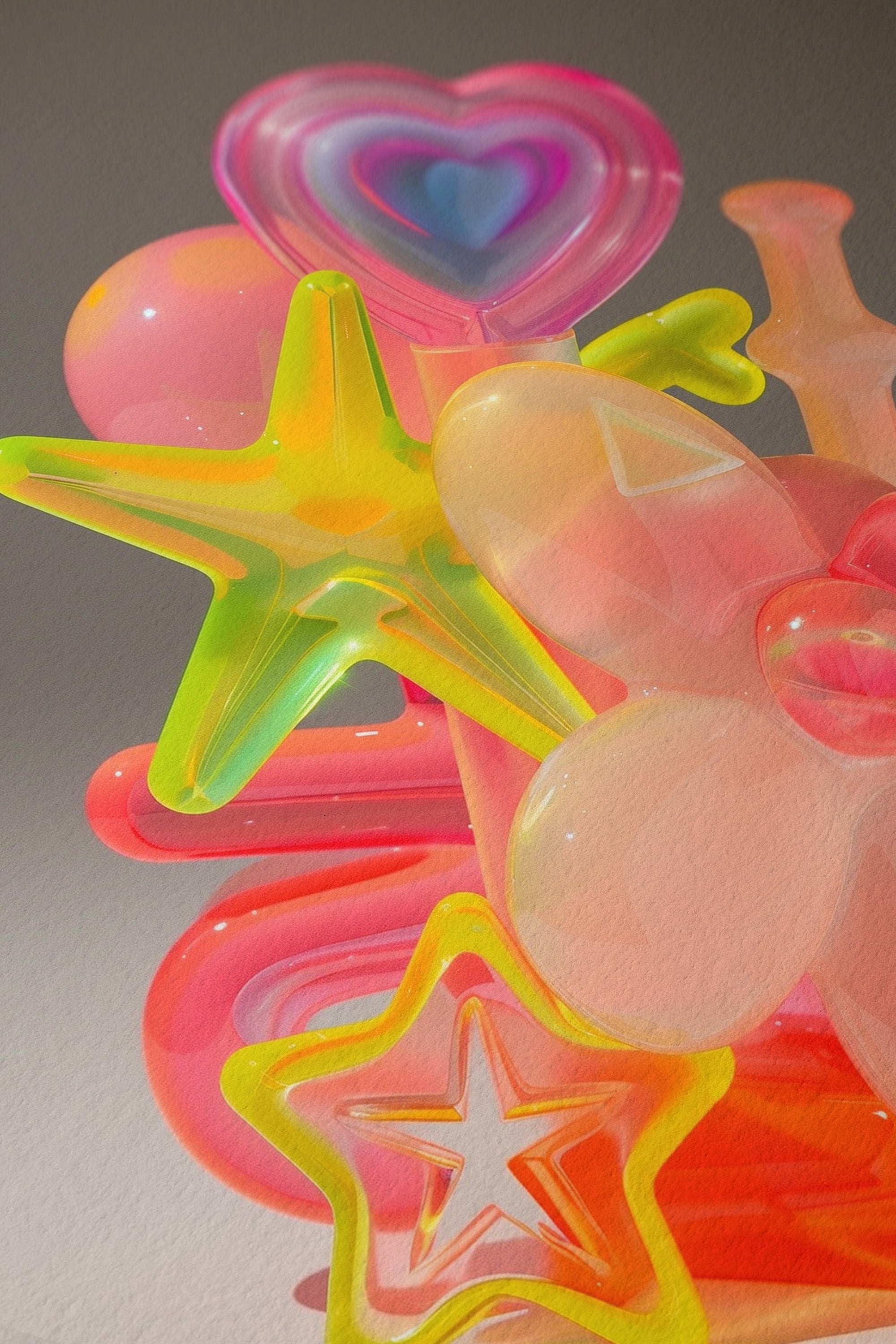 Vibrant Pastel Heart & Star Abstract Wall Decor - And A Little More