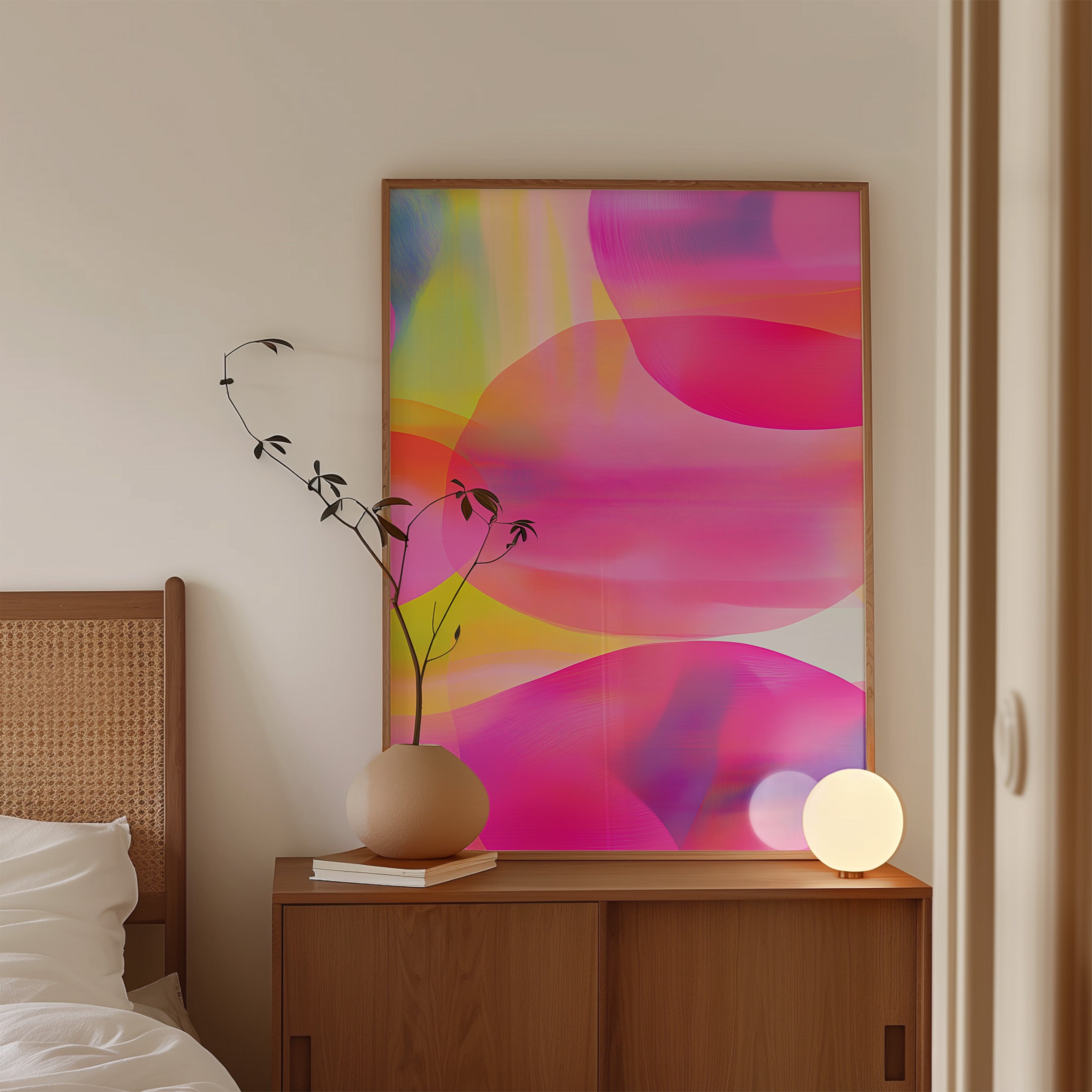 Neon Petal Layers - Framed Canvas - And A Little More