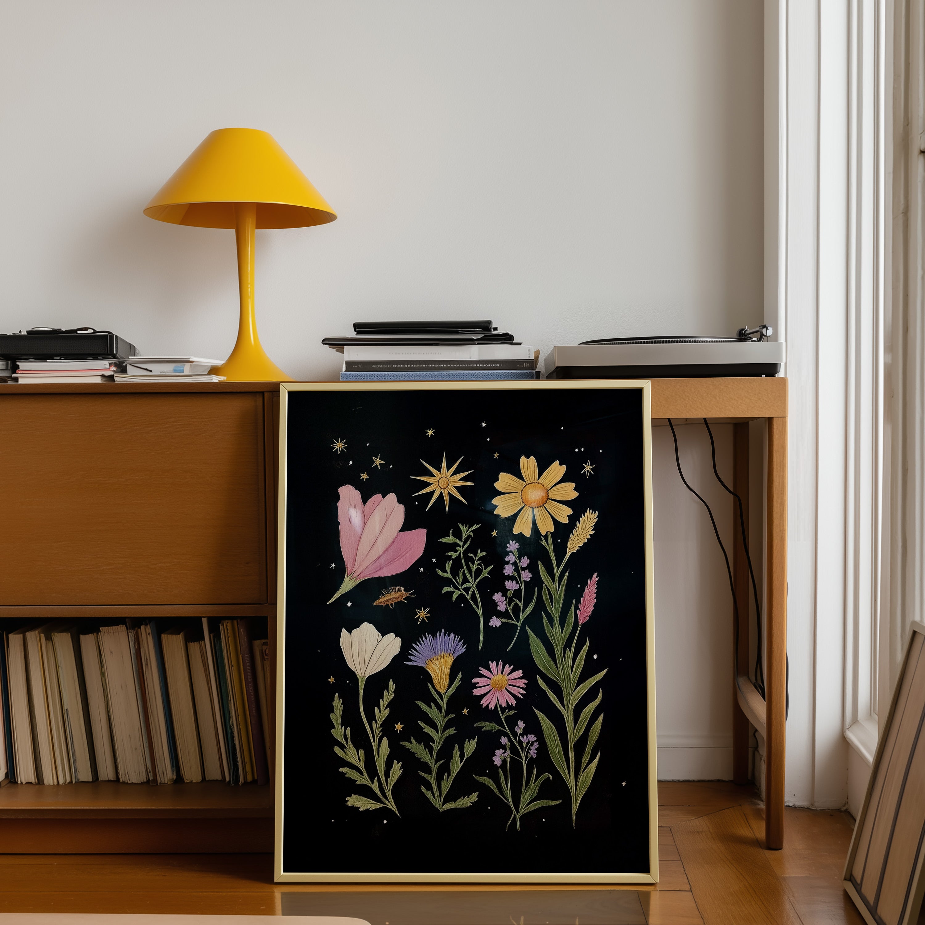 Moonlit Garden – Night Sky Floral Art Print - And A Little More