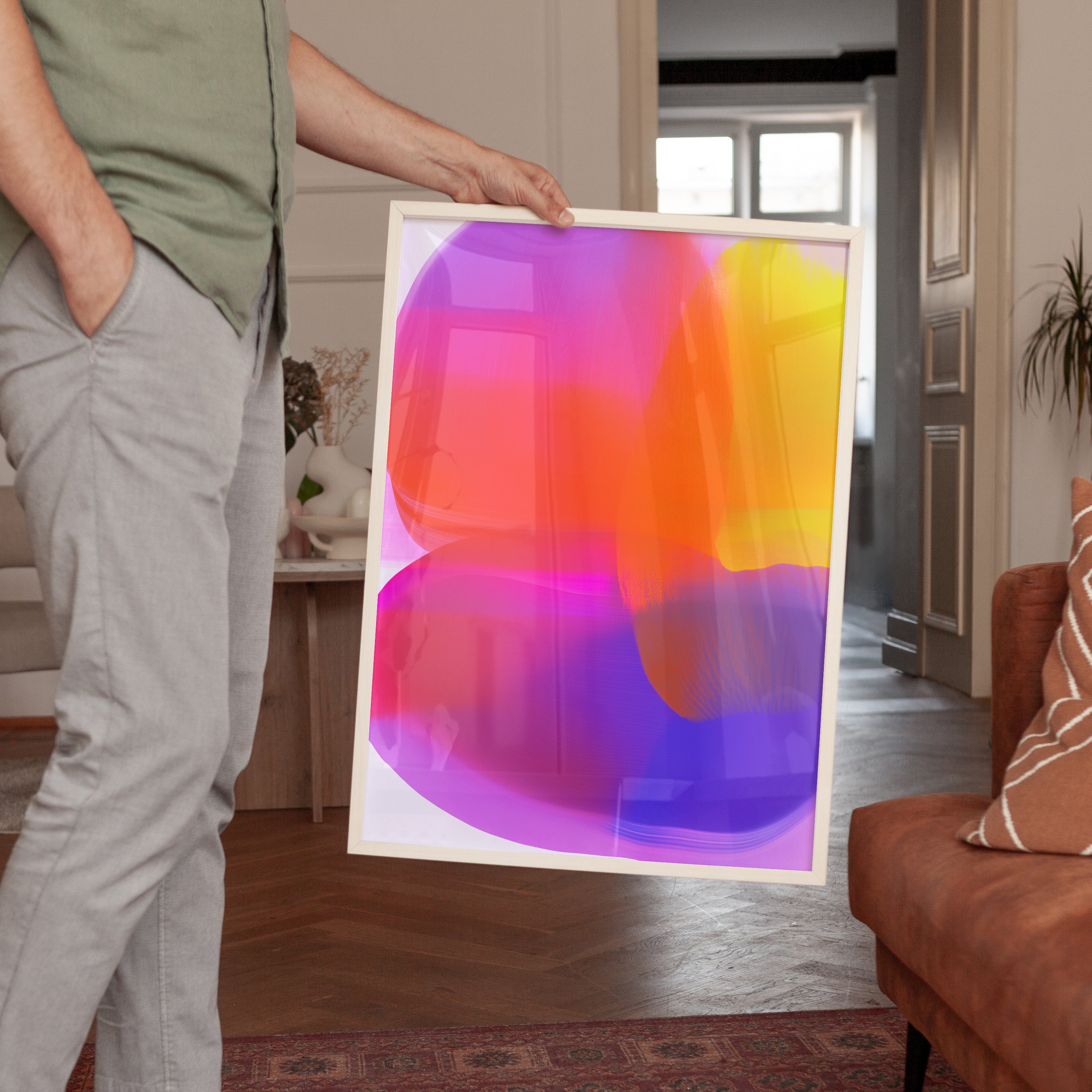 Neon Orchid Fields - Framed Canvas - And A Little More