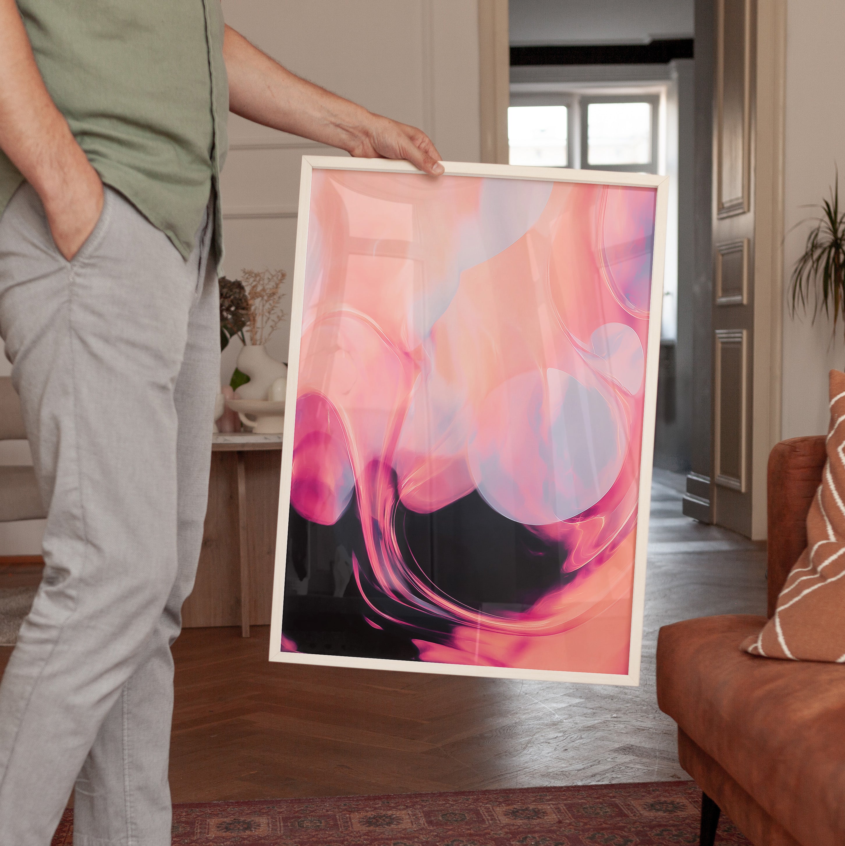 Peach Onyx Current - Framed Canvas - And A Little More