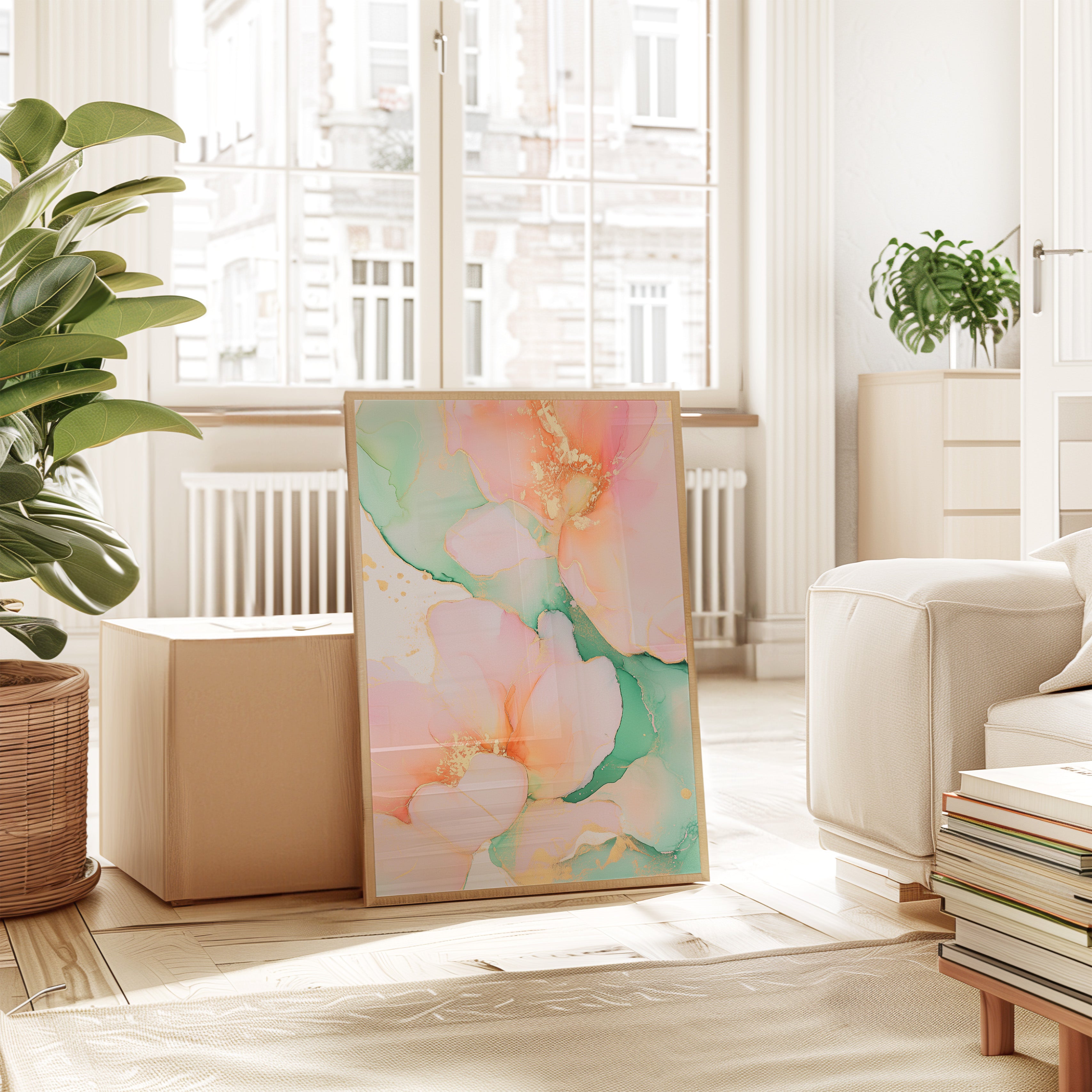 Pastel Floral Blush Meadow – Art Print