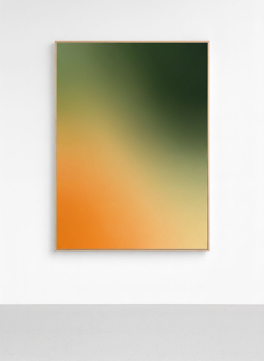 Autumn Fade – Green & Orange Gradient Print Framed Canvas