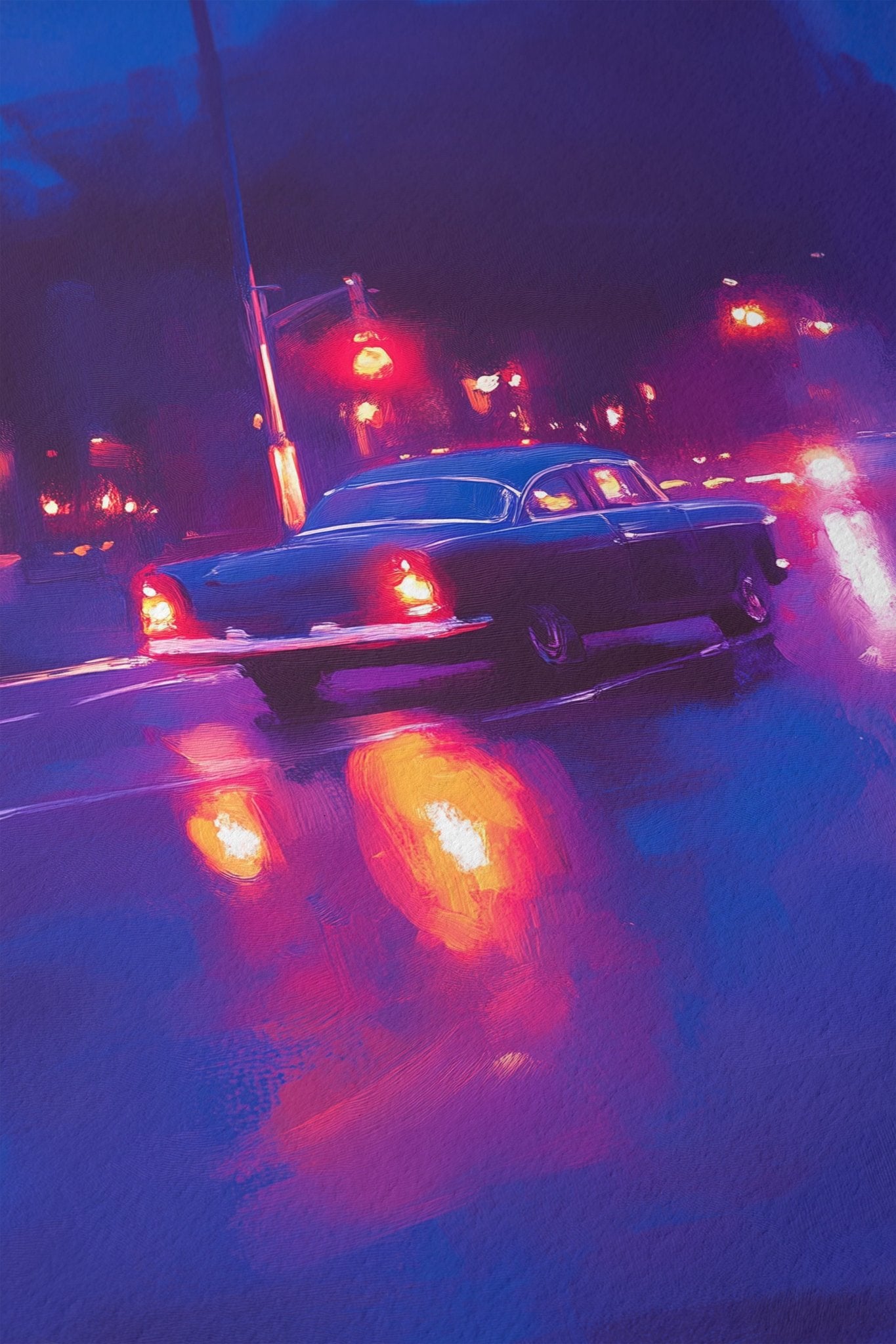 Blue Neon Night Drive Art canvas wall art – And A Little More