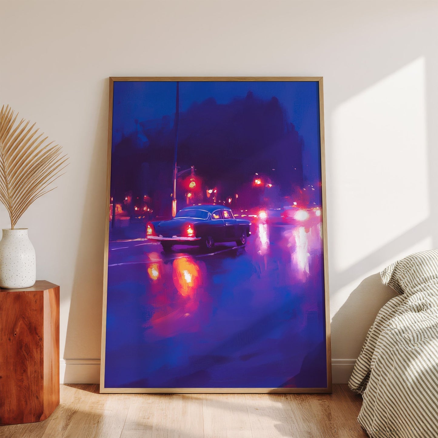Blue Neon Night Drive Art canvas wall art – And A Little More