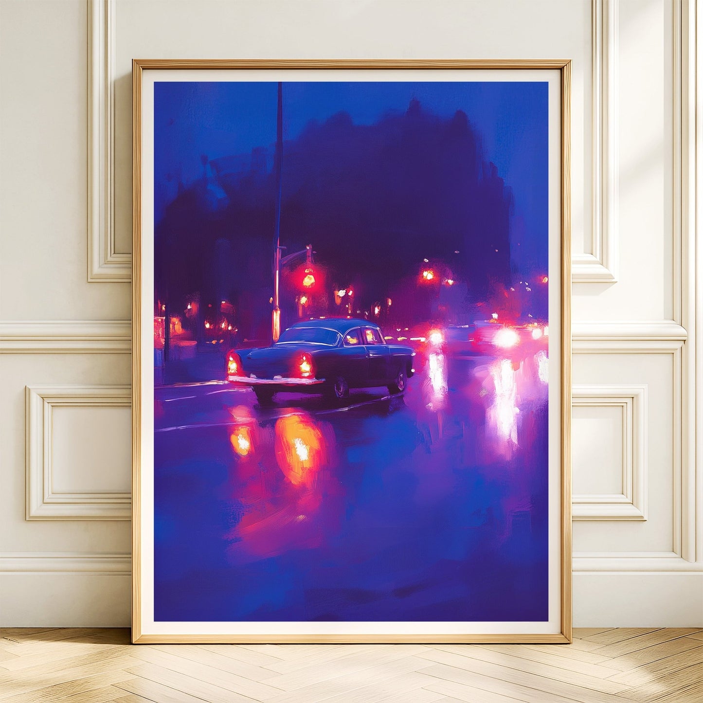Blue Neon Night Drive Art canvas wall art – And A Little More