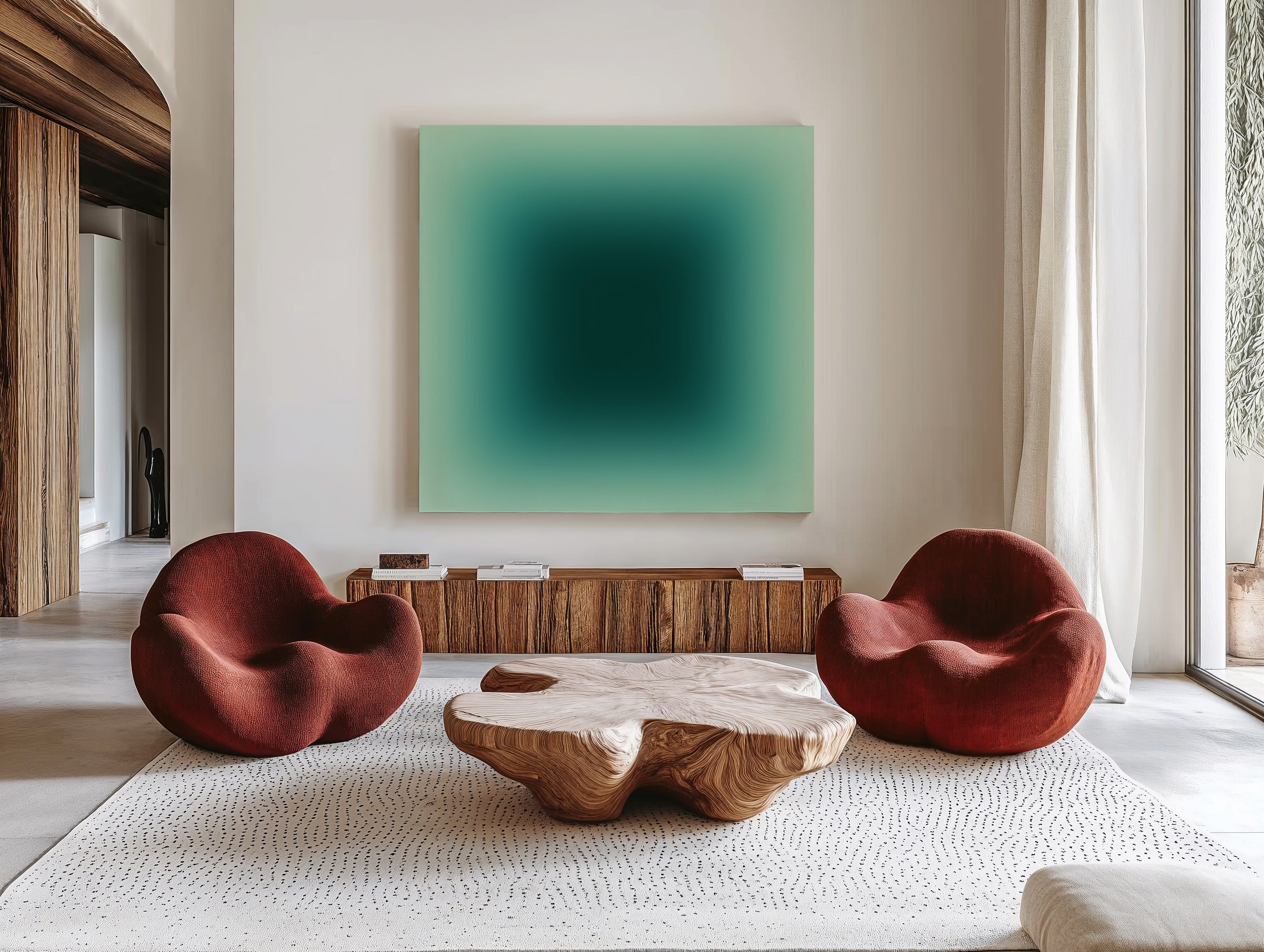 luxury interior abstract painting in emerald tones