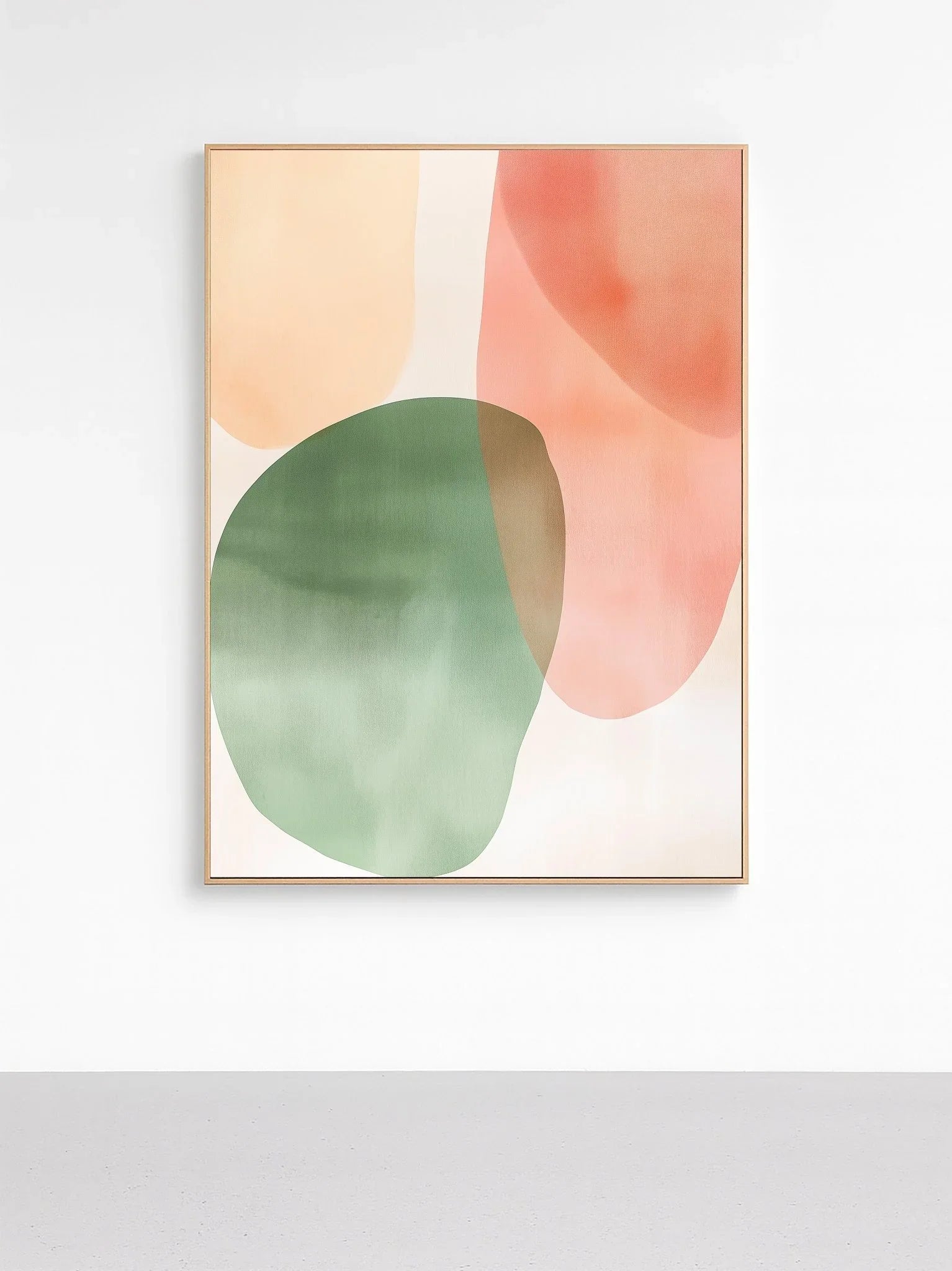 Green Peach Coral Abstract Organic Shape Art canvas wall art – And A Little More