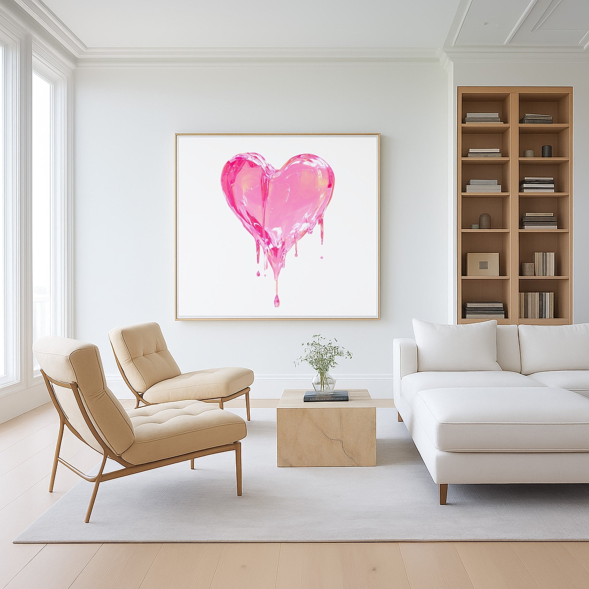 Liquid Love Glossy Pink Heart - Pop Art Print canvas wall art – And A Little More