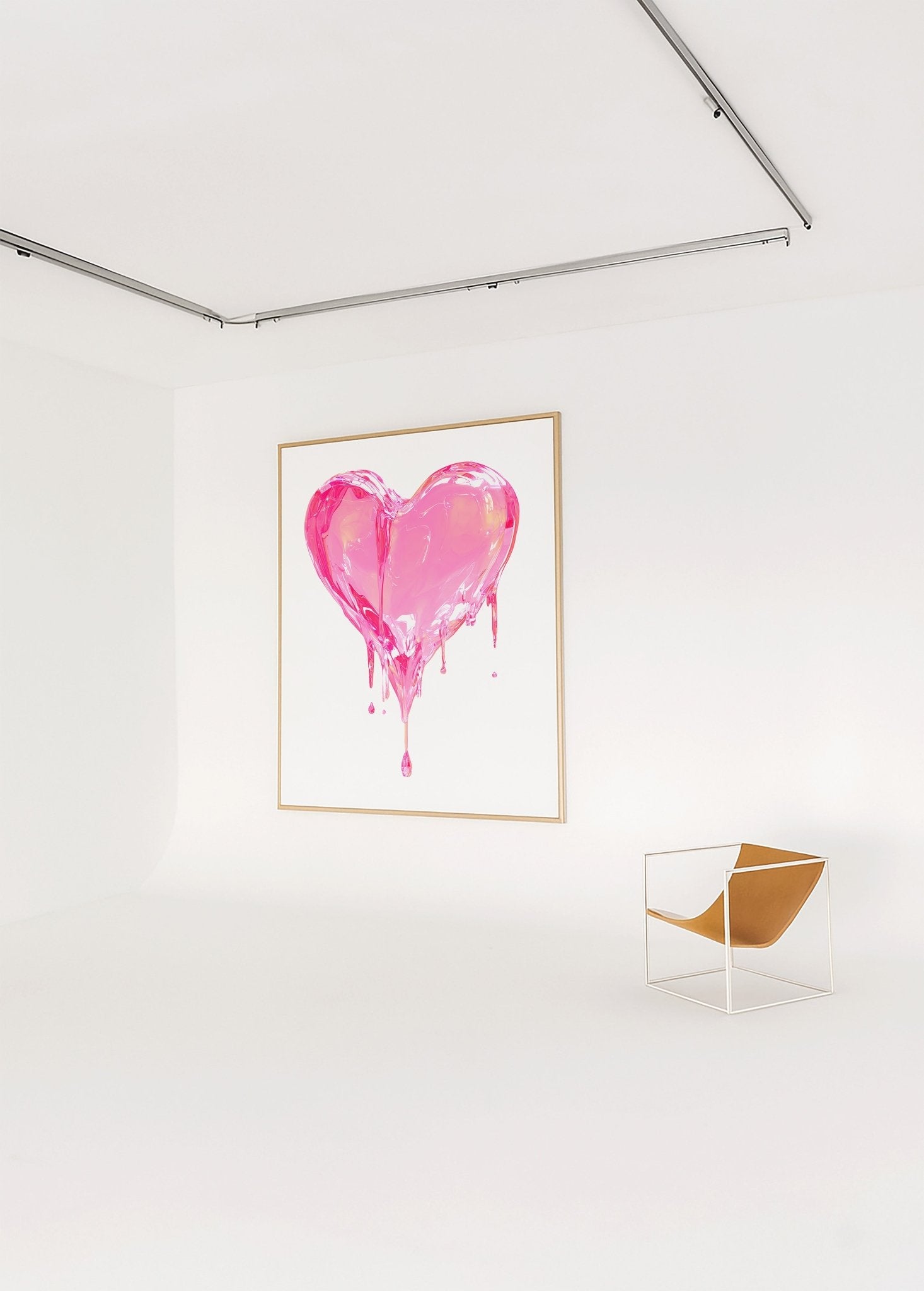 Liquid Love Glossy Pink Heart - Pop Art Print canvas wall art – And A Little More
