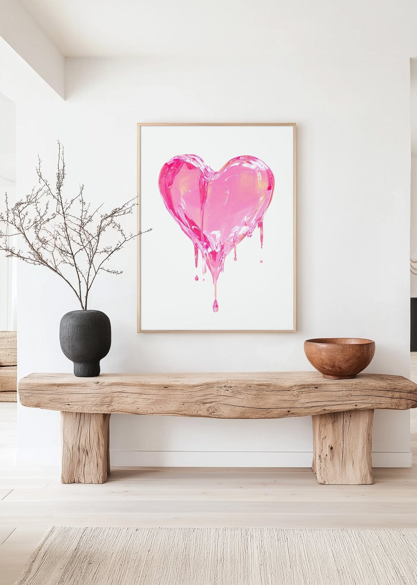 Liquid Love Glossy Pink Heart - Pop Art Print canvas wall art – And A Little More