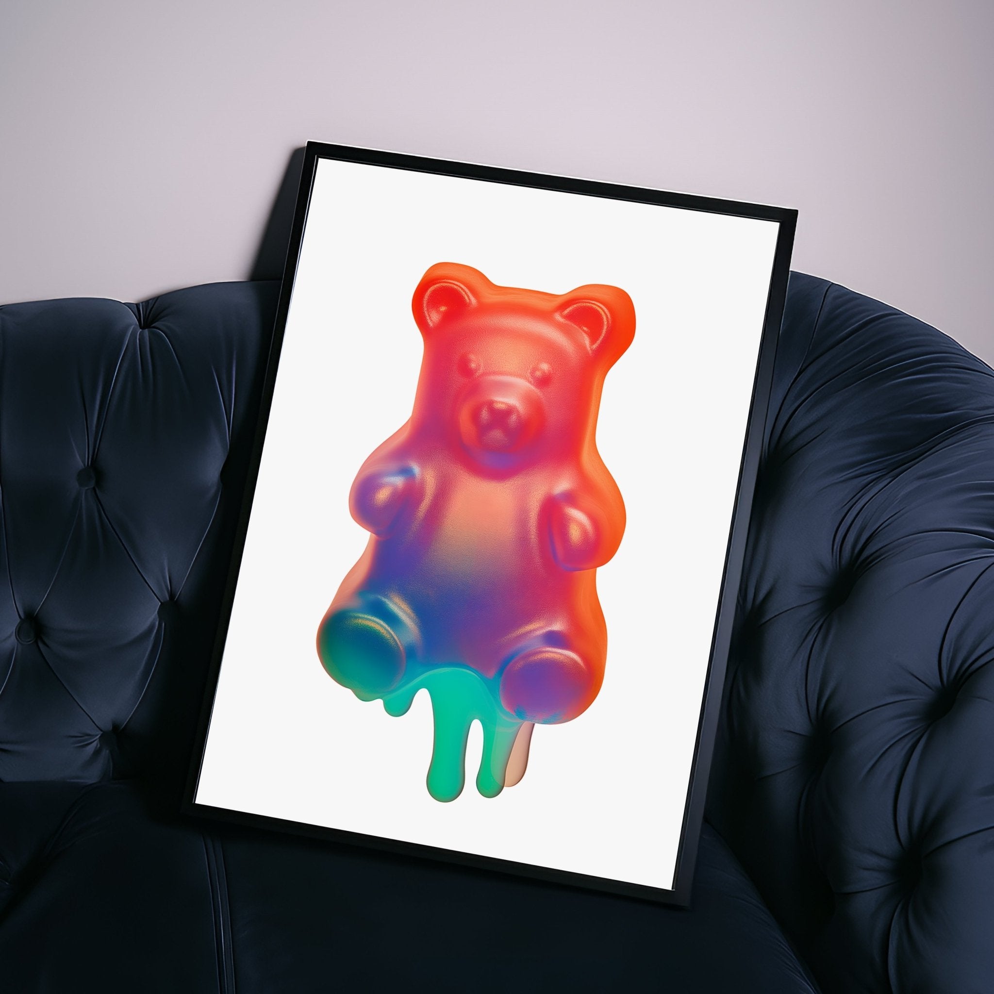 Melting Rainbow Gummy Bear Art Print canvas wall art – And A Little More