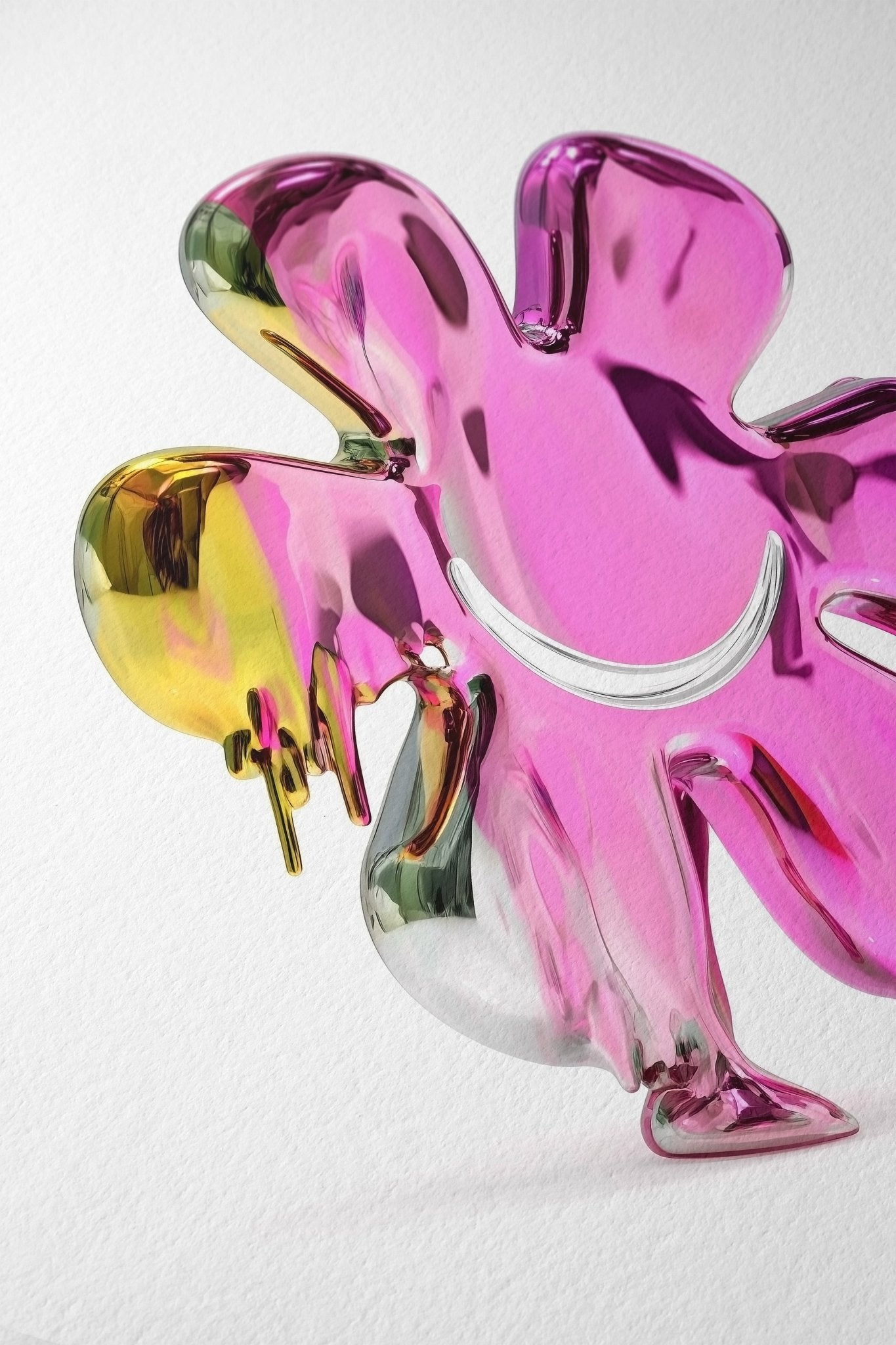 Pink Chrome Smile Flower - Pop Art Print canvas wall art – And A Little More