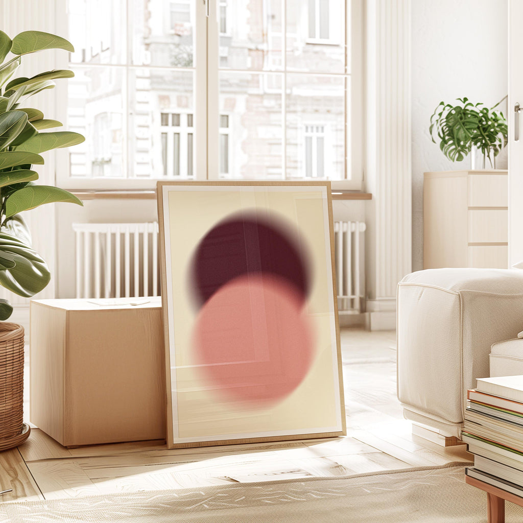 Blush Pink Brown Abstract Art Print, Soft Gradient Minimal Wall Decor