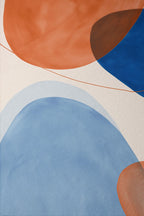 Orange Blue Abstract Art Print, Mid Century Modern Geometric Wall Decor