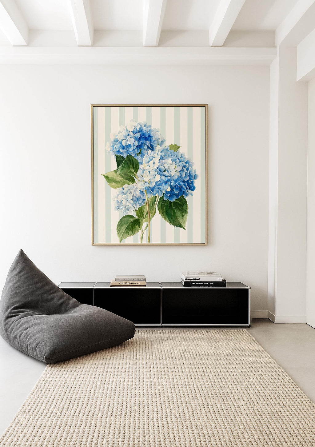 Hydrangea Printable Wall Art, Blue Floral Digital Download for Home Decor