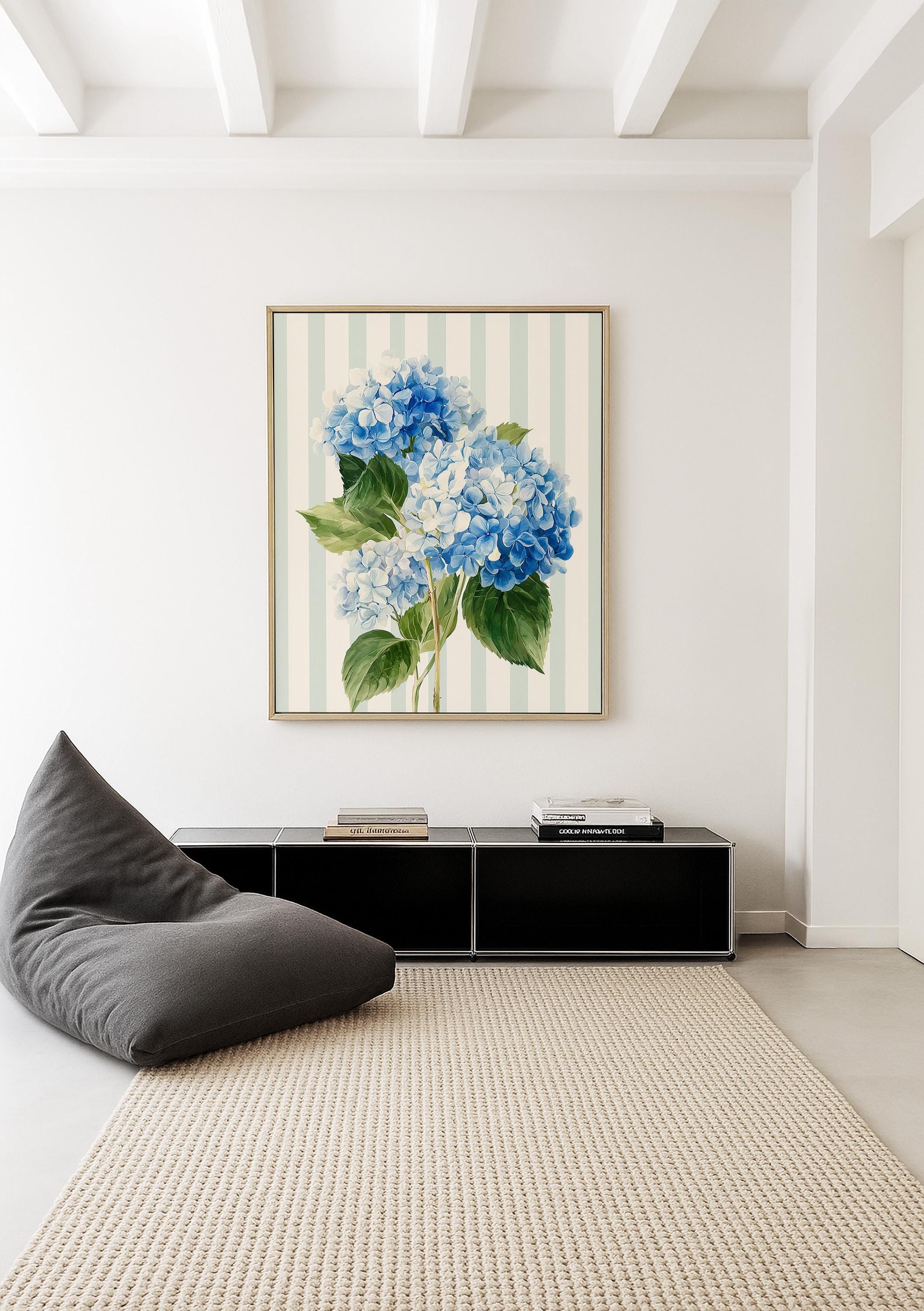 Hydrangea Printable Wall Art, Blue Floral Digital Download for Home Decor
