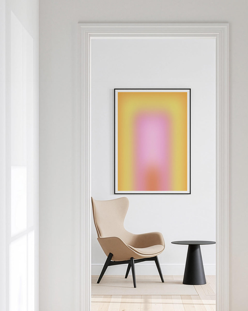 Pastel Gradient Art Print, Pink Yellow Abstract Poster, Soft Modern Wall Decor