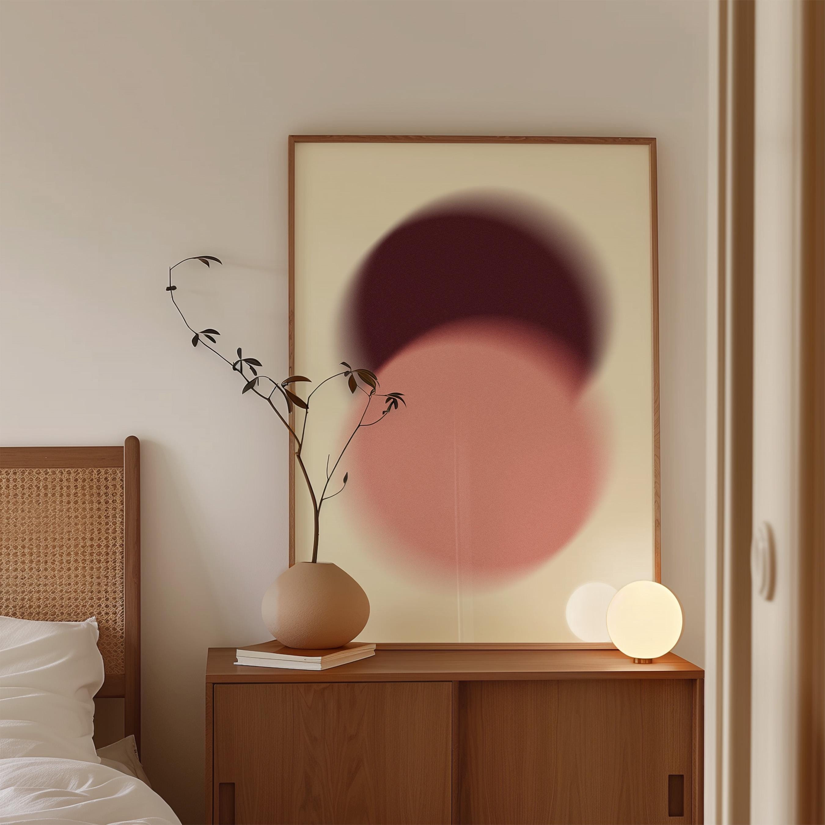 Blush Pink Brown Abstract Art Print, Soft Gradient Minimal Wall Decor