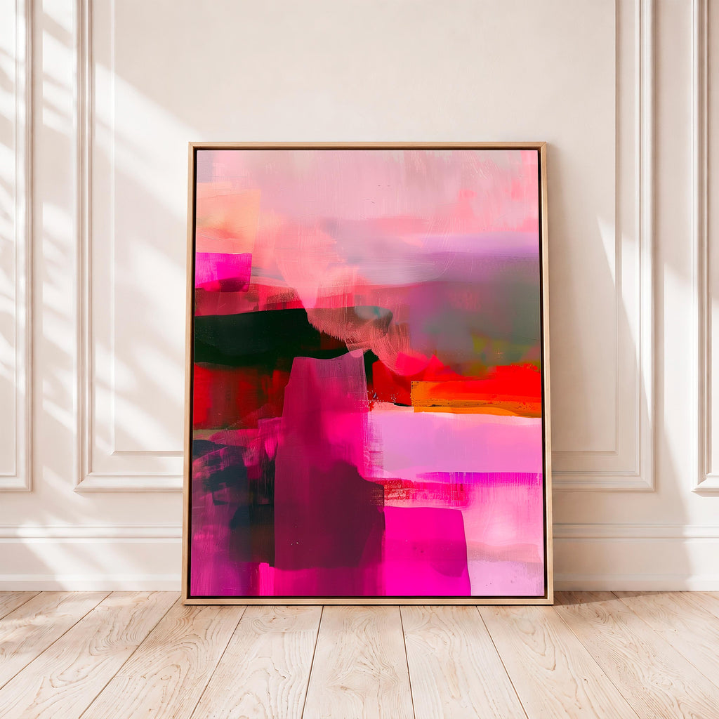 Magenta Pink Abstract Art Print, Pink Modern Wall Decor, Colorful Poster