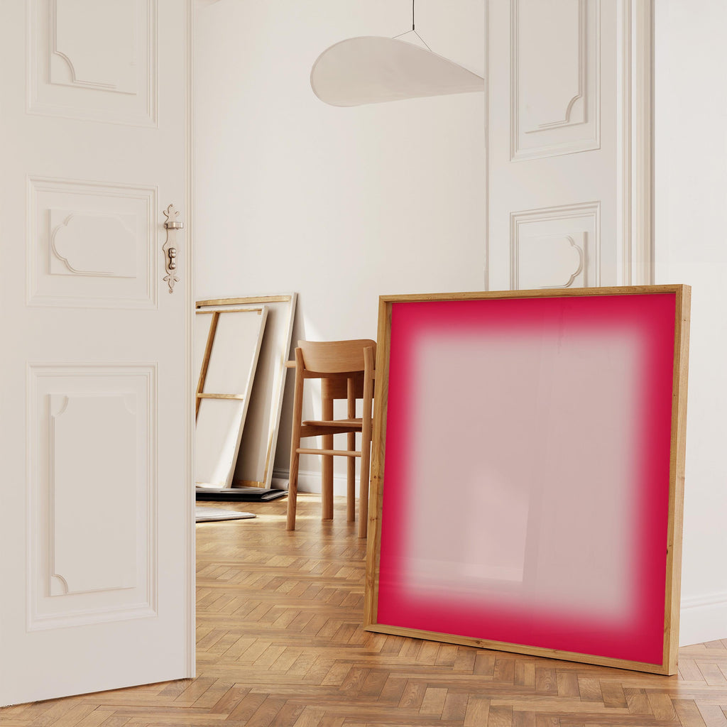 Pink Gradient Abstract Art Print, Magenta Glow, Modern Minimal Wall Decor