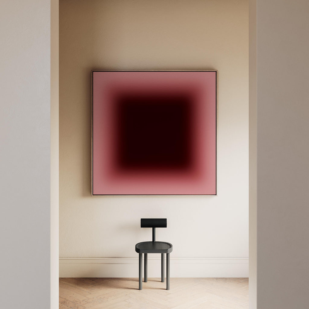 Dark Burgundy Canvas Wall Art, Framed Canvas, Dark Red Gradient Wall Decor, Large Abstract Wall Art