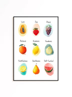 Fruit of the Spirit Chart Print, Christian Nursery Wall Art, Bible Verse Poster