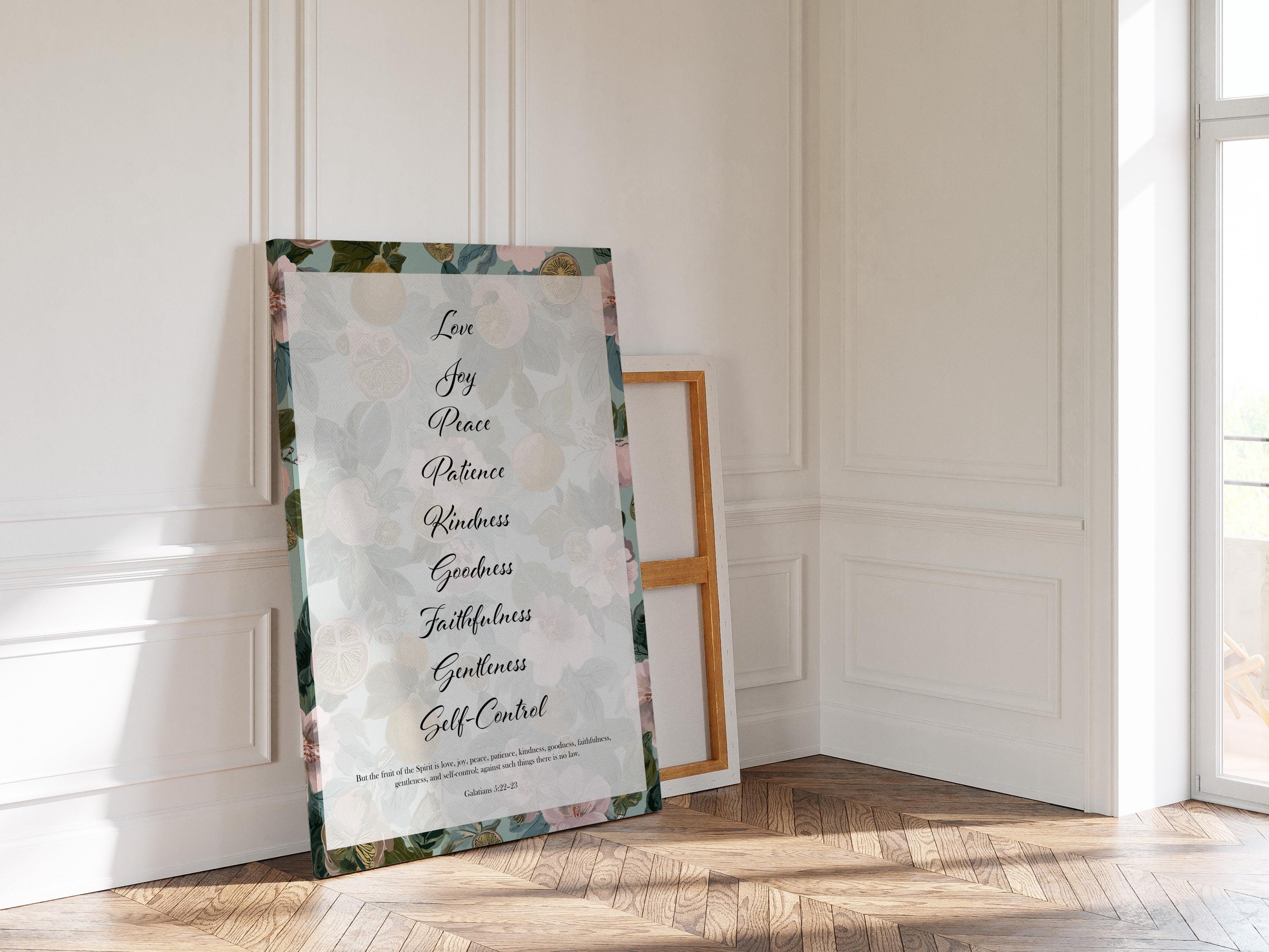 Fruit of the Spirit Wall Art Print, Floral Christian Decor, Galatians Poster