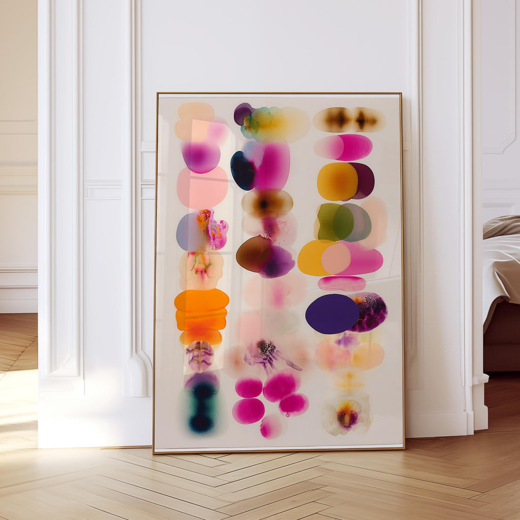 Colorful Abstract Shapes Print, Modern Organic Composition Wall Art