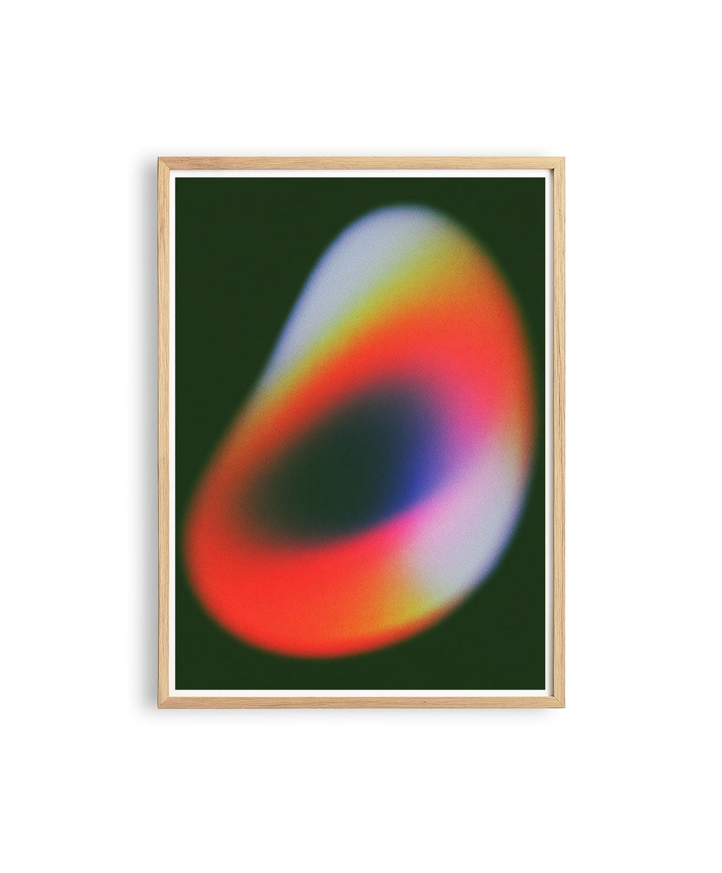 Colorful Abstract Gradient Art Print, Modern Neon Shape Poster, Dark Green Decor