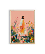 Jesus Walking Through Flowers Print, Christian Wall Art, Faith Inspired Floral Painting, Bible Decor Printable Wall Art