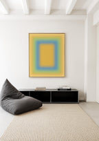 Yellow Gradient Art Print, Blue Green Abstract Poster, Soft Modern Wall Decor