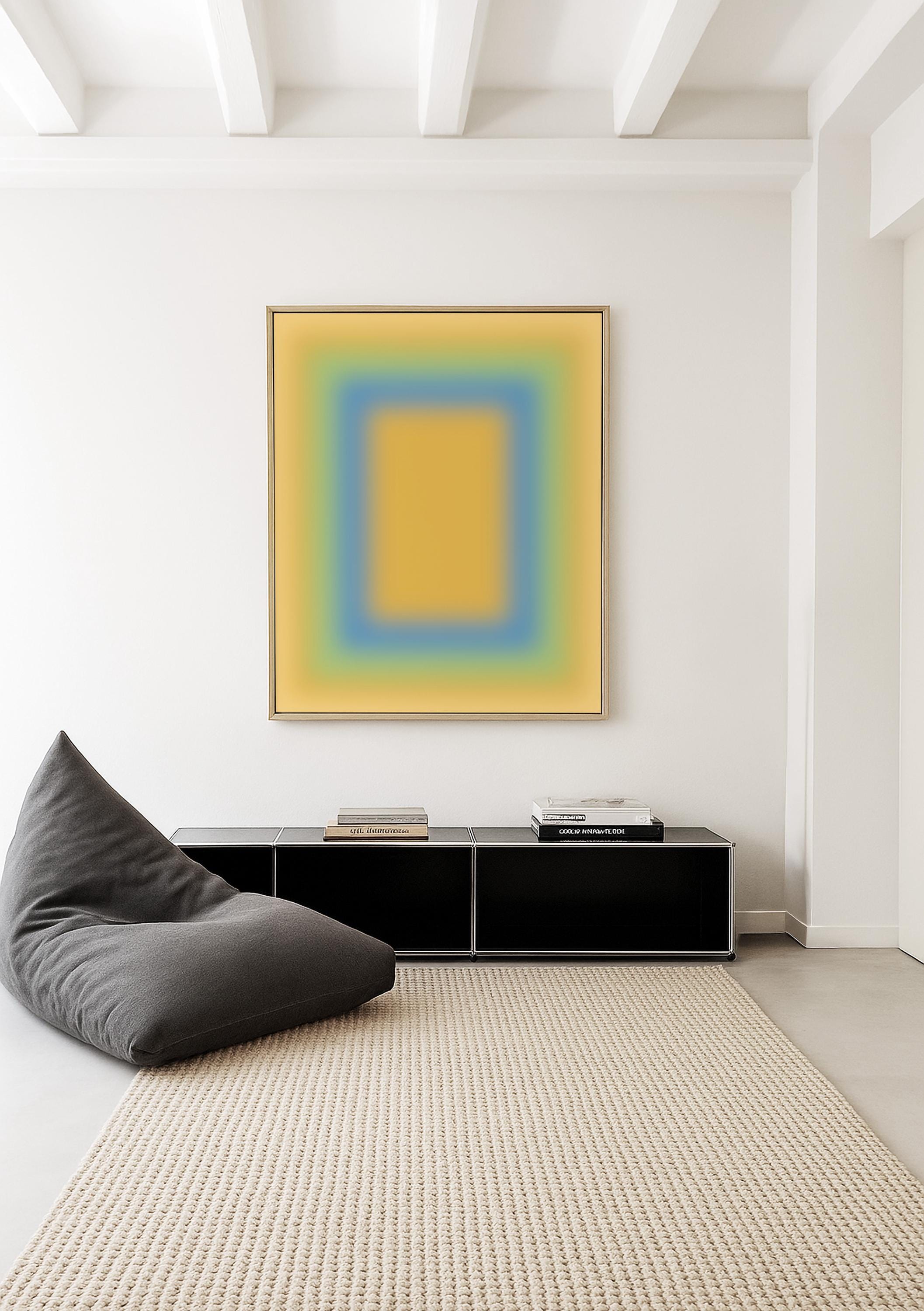 Yellow Gradient Art Print, Blue Green Abstract Poster, Soft Modern Wall Decor