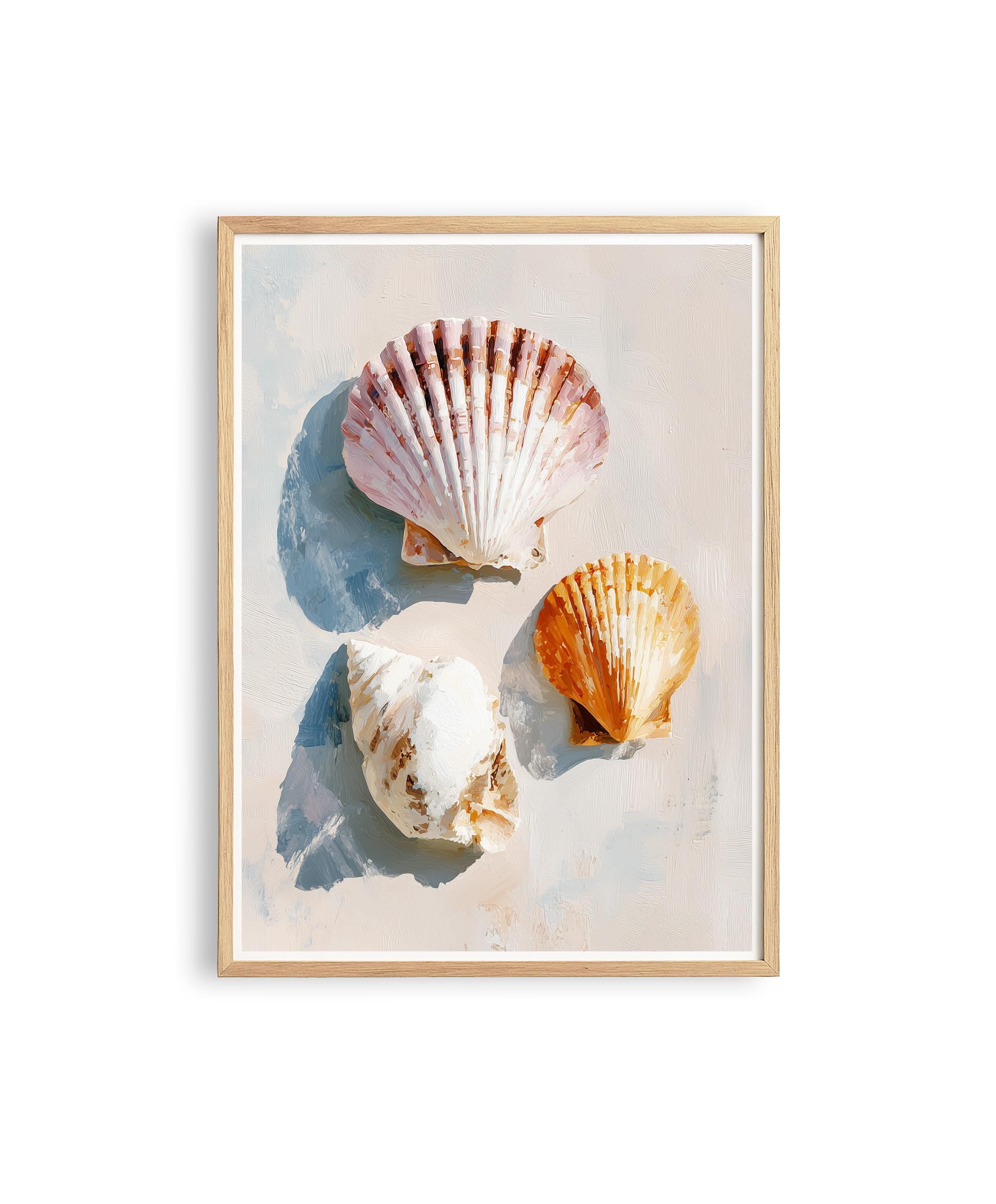 Seashell Wall Art Print, Scallop Shell Poster, Neutral Coastal Bathroom Decor