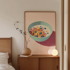 Cereal Wall Art Print, Colorful Breakfast Poster, Pastel Kitchen Decor