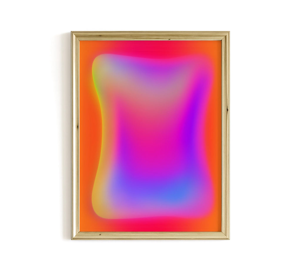 Pink Orange Aura Print, Neon Gradient Wall Art, Lilac Glow Abstract Decor