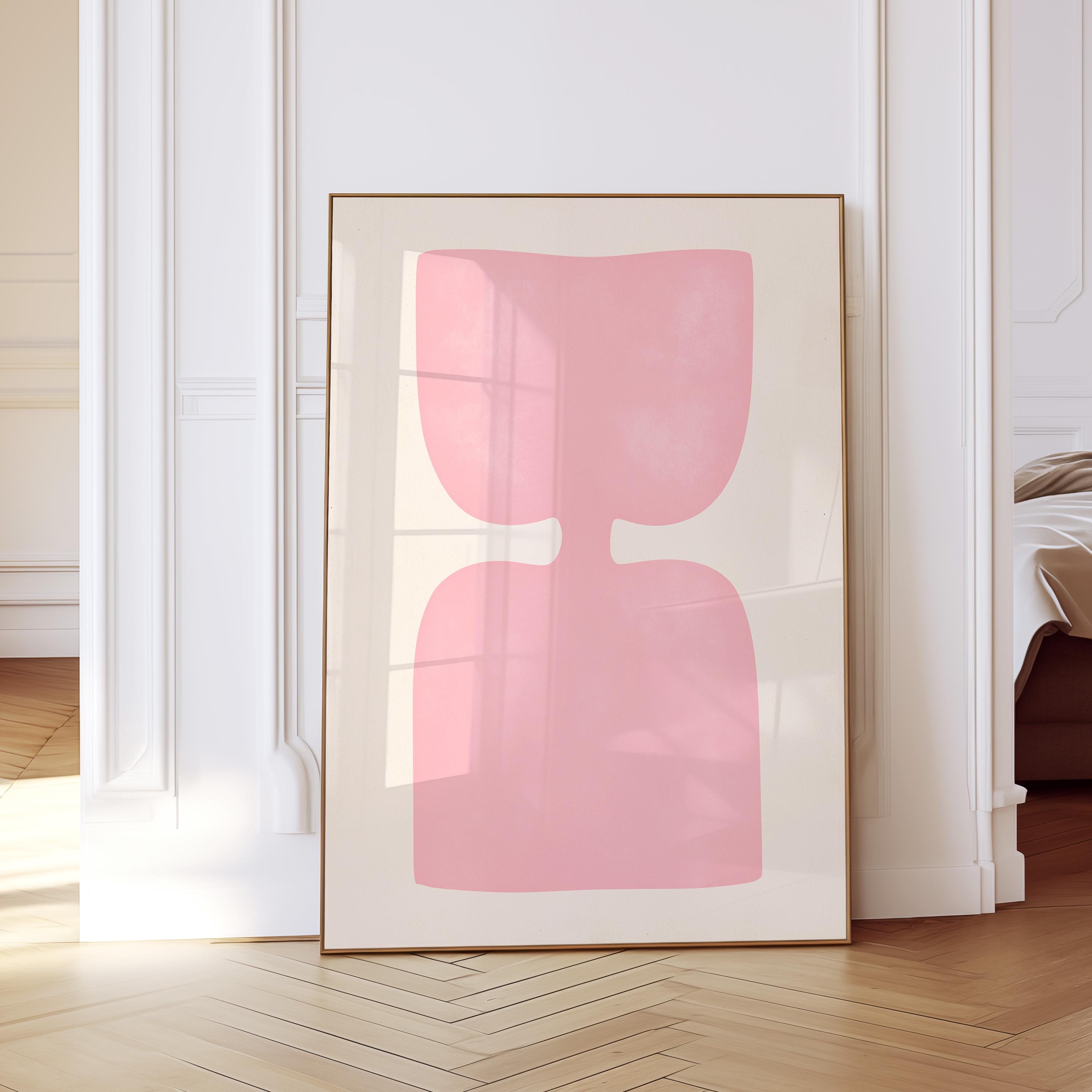Pink Abstract Art Print, Minimalist Shape Poster, Soft Modern Wall Decor