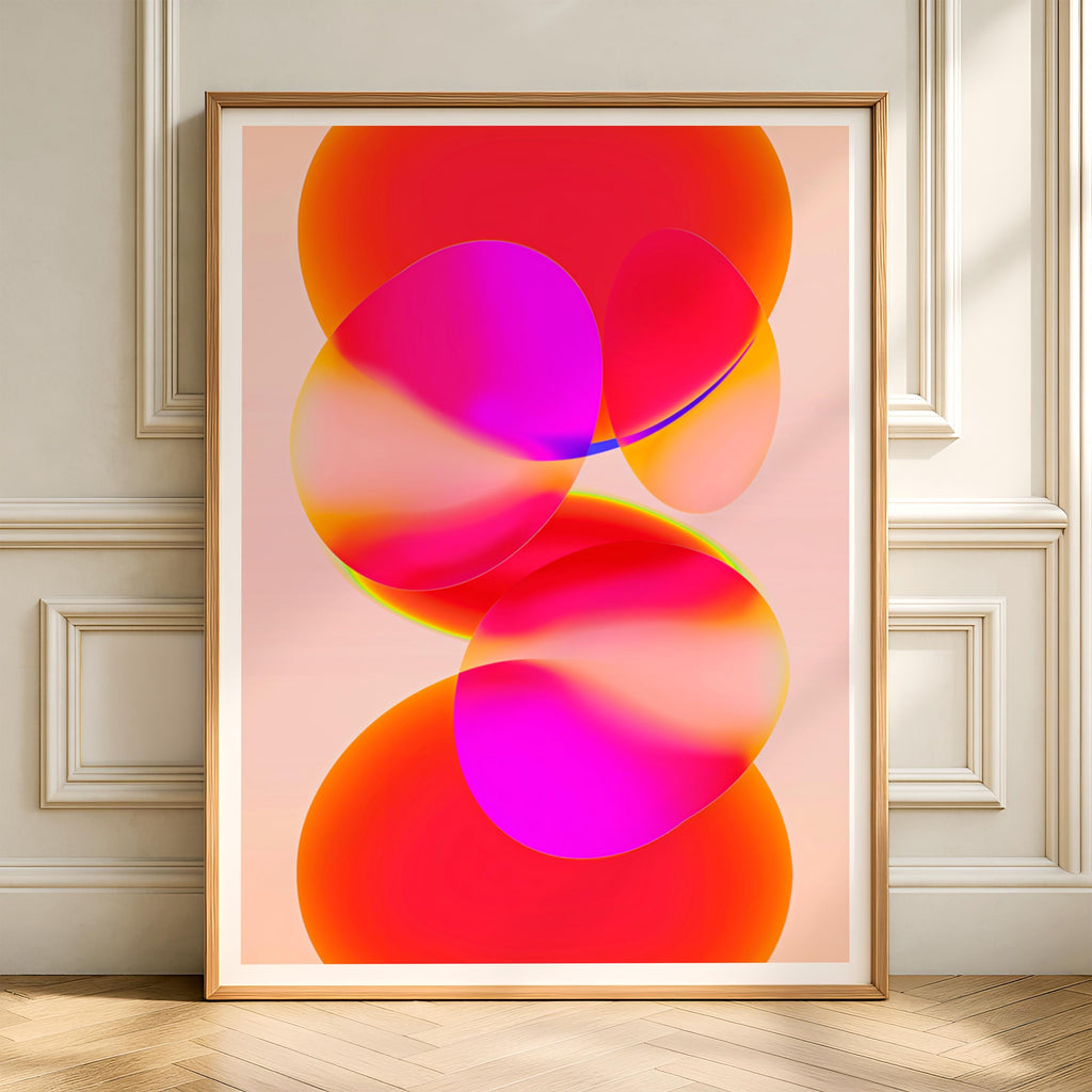 Pink Orange Gradient Abstract Print – Geometric Wall Art