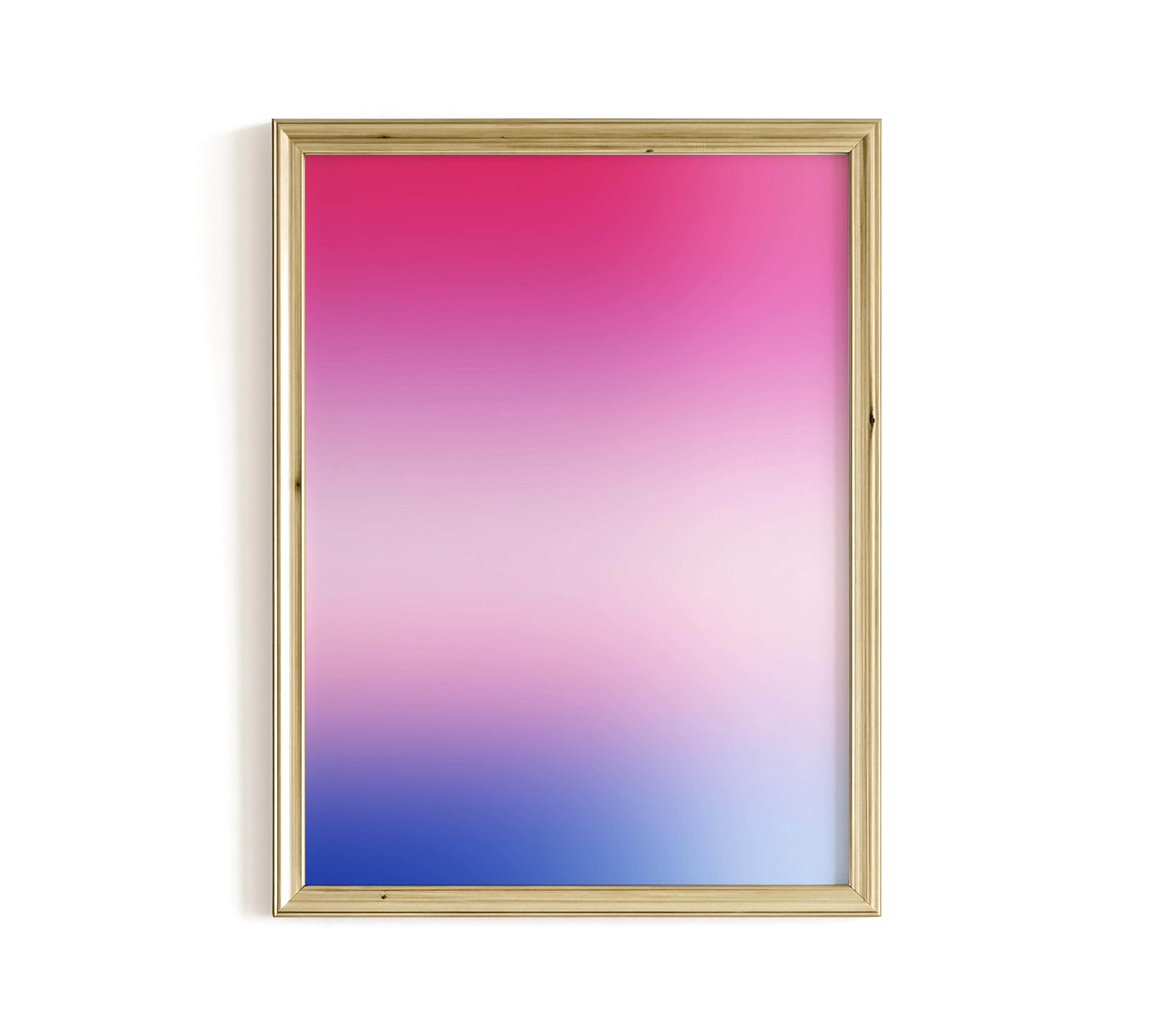 Pink Blue Gradient Wall Art, Minimalist Abstract Print, Modern Bedroom Decor