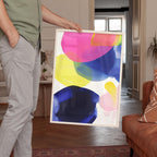 Colorful Abstract Wall Art, Pink Yellow Blue Brushstroke Print, Modern Bold Decor