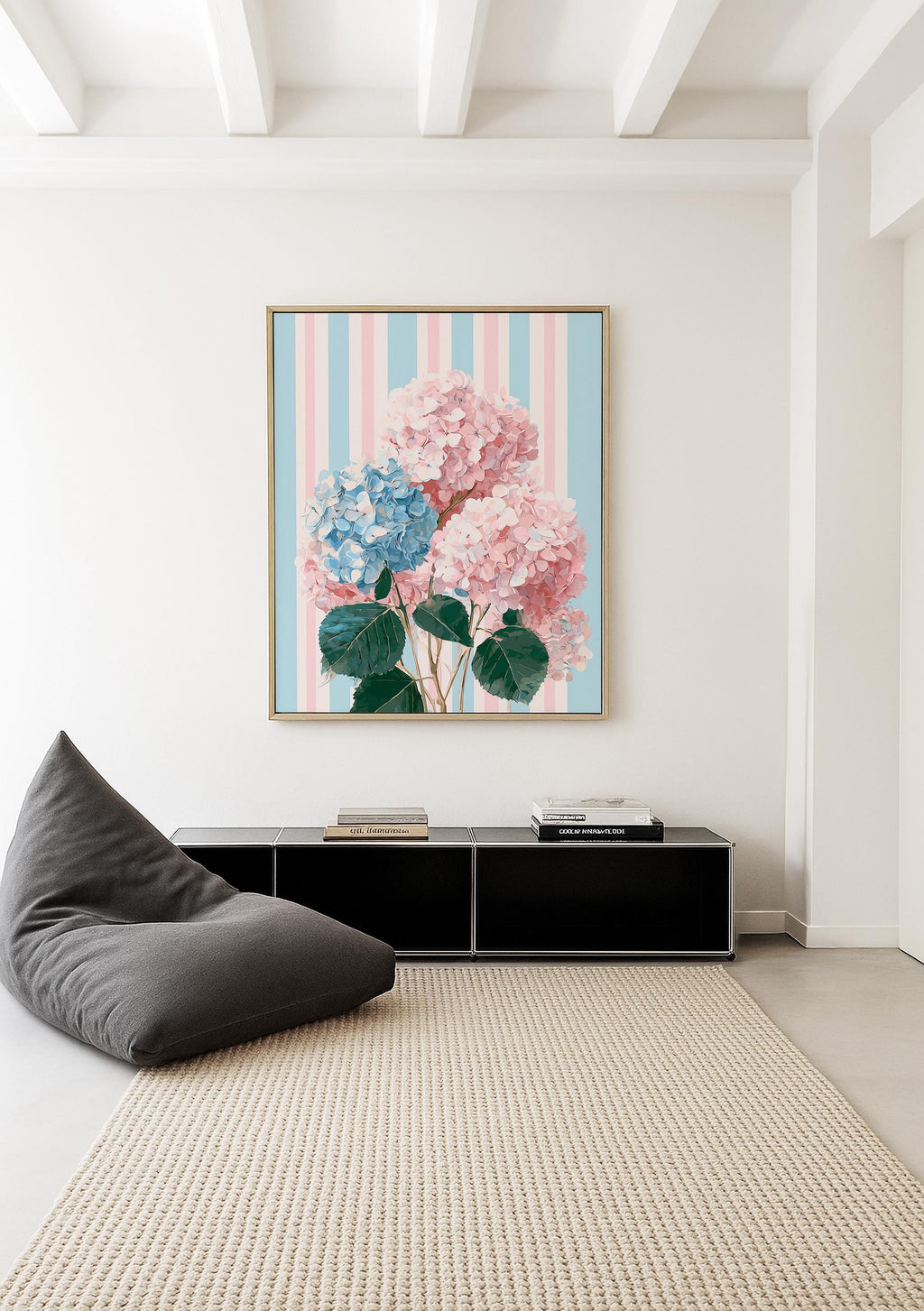Hydrangea Wall Art Digital Download, Blue and Pink Floral Printable Home Decor