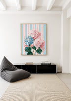 Hydrangea Wall Art Digital Download, Blue and Pink Floral Printable Home Decor