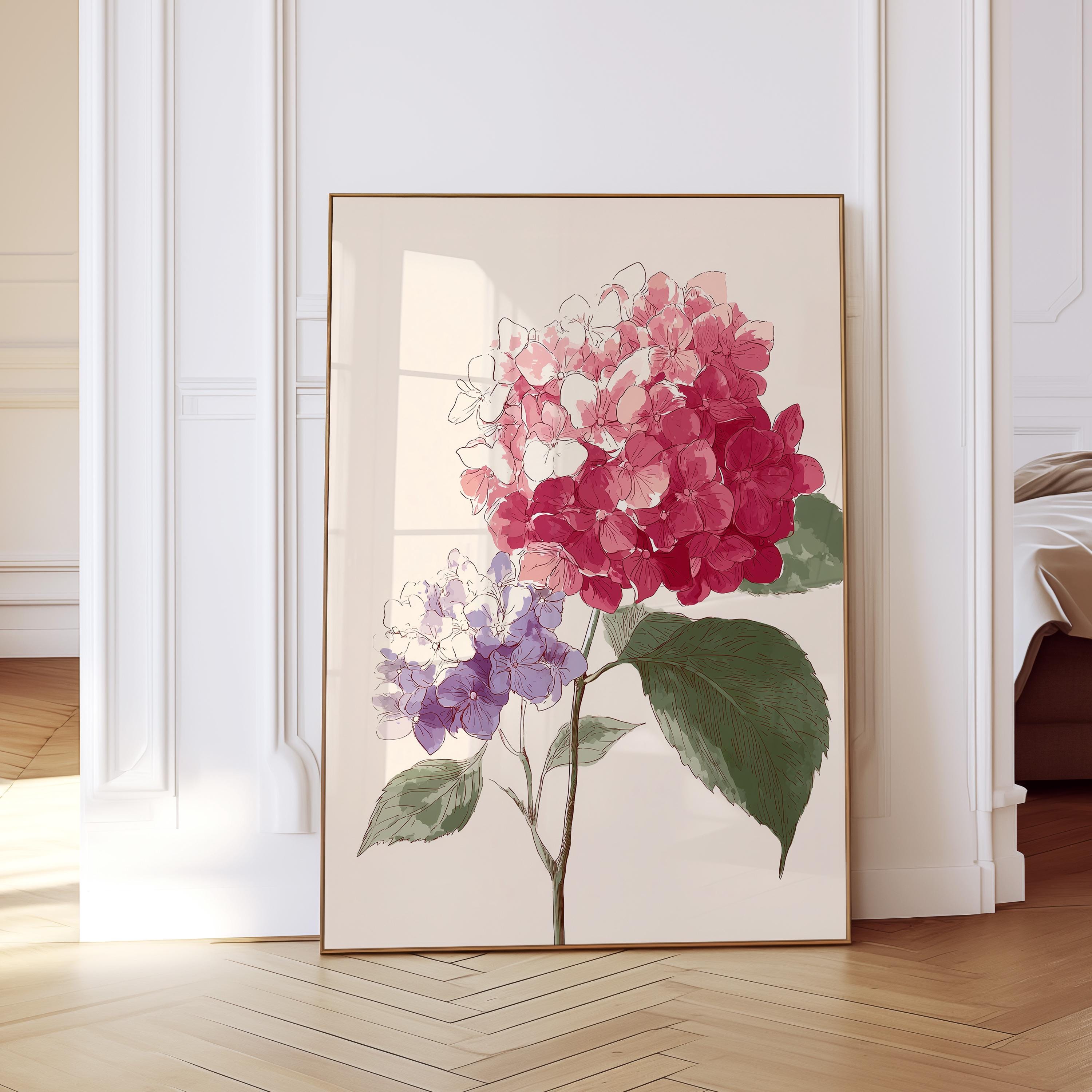 Hydrangea Printable Art, Soft Floral Download for Bedroom or Bathroom Decor