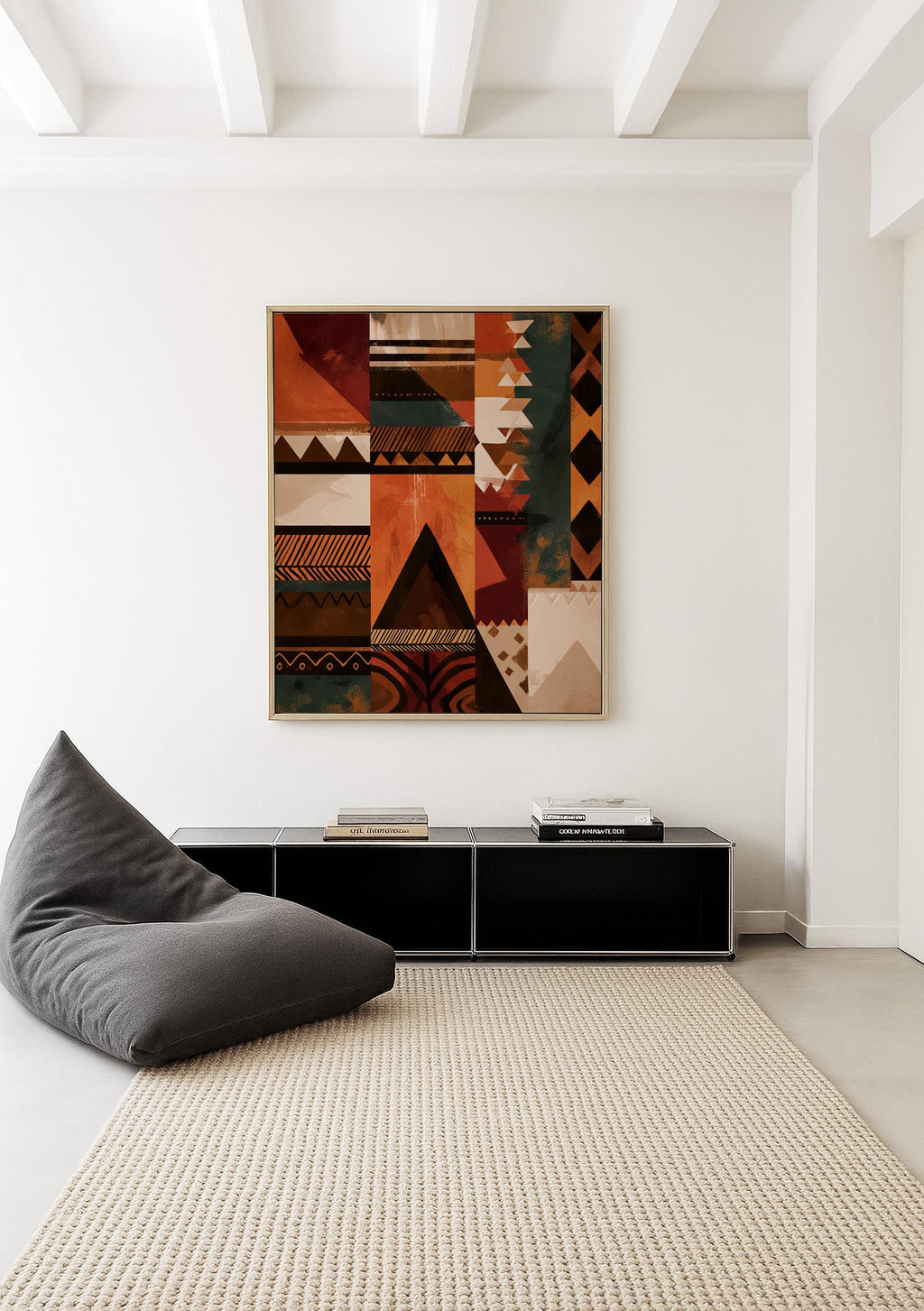 Afrocentric Wall Art Print, African Pattern Poster, Tribal Geometric Decor
