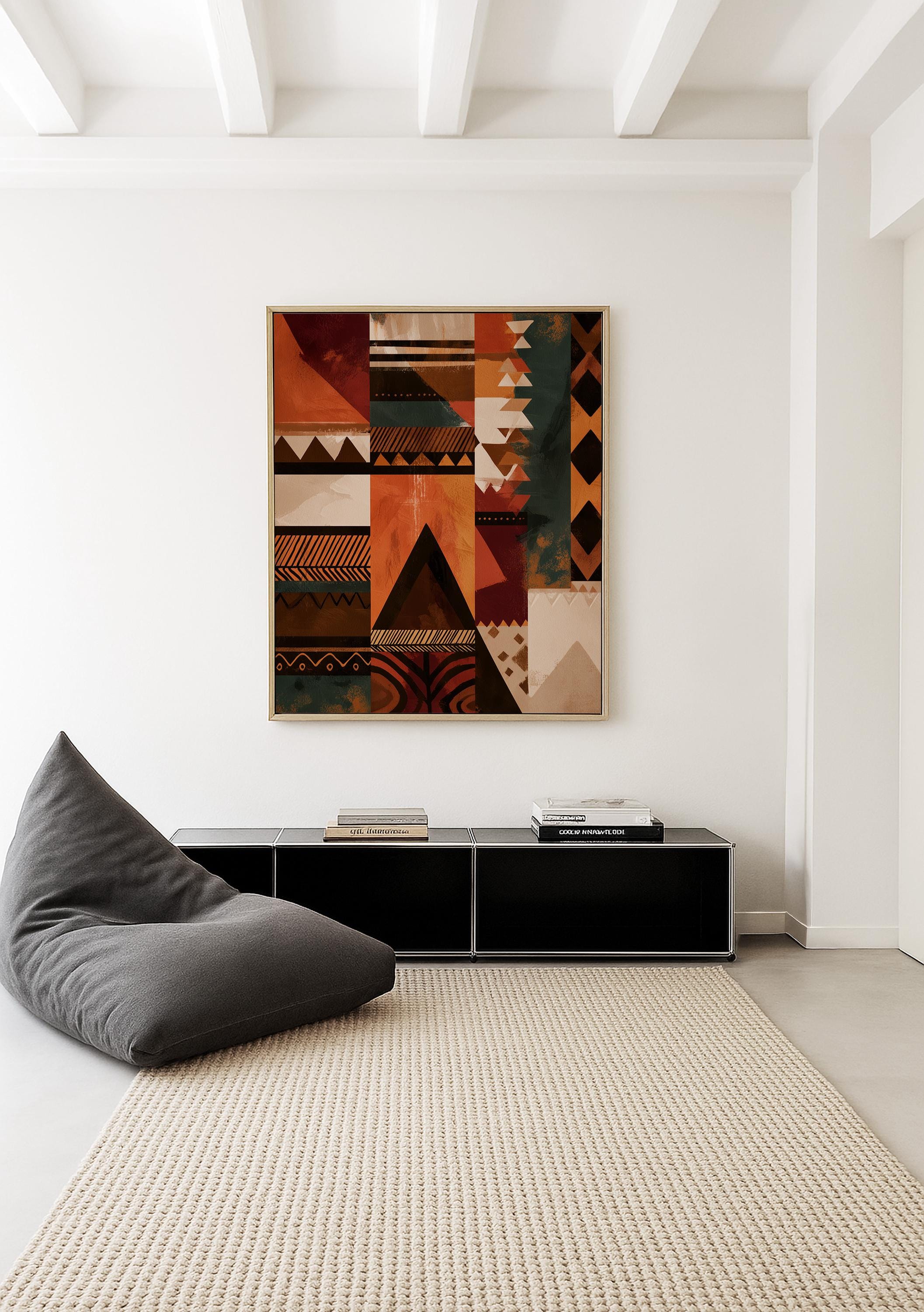 Afrocentric Wall Art Print, African Pattern Poster, Tribal Geometric Decor