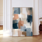 Neutral Abstract Art Print, Modern Brushstroke Wall Art, Beige Blue Color Block Decor